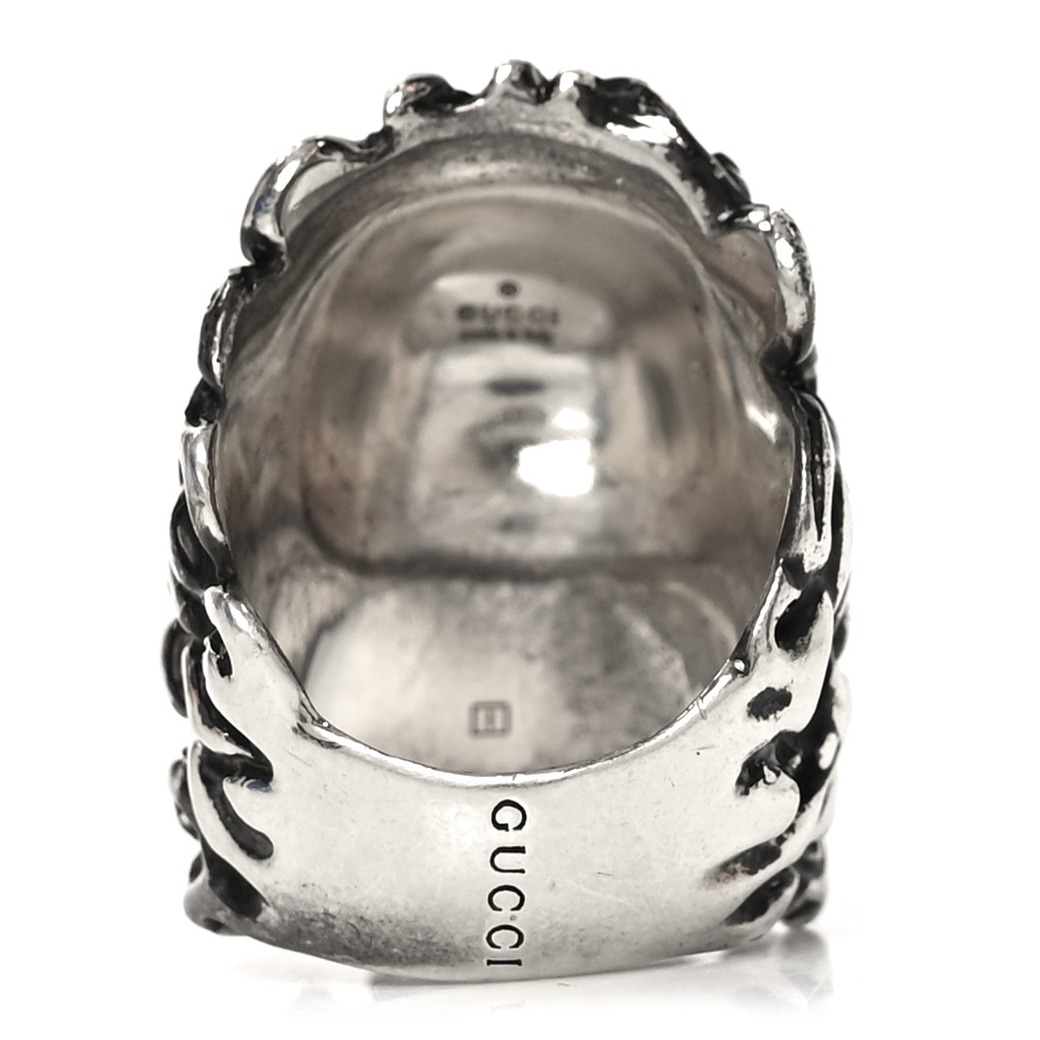 Metal Crystal Lion Head Ring  49 4.75 Black Aged Silver