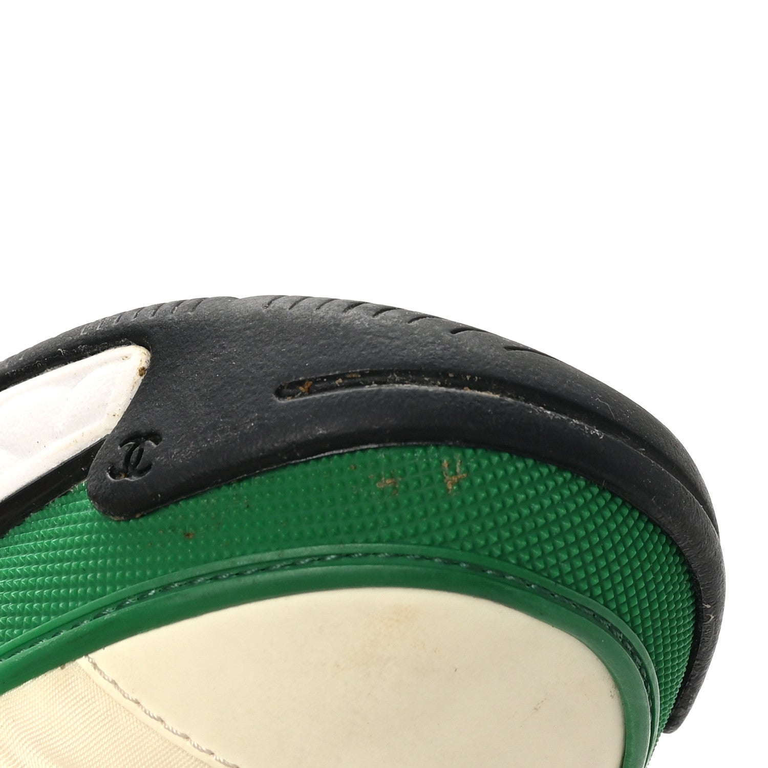 Suede Calfskin Mixed Fibers CC Sneakers 38 Ivory Green Light Blue