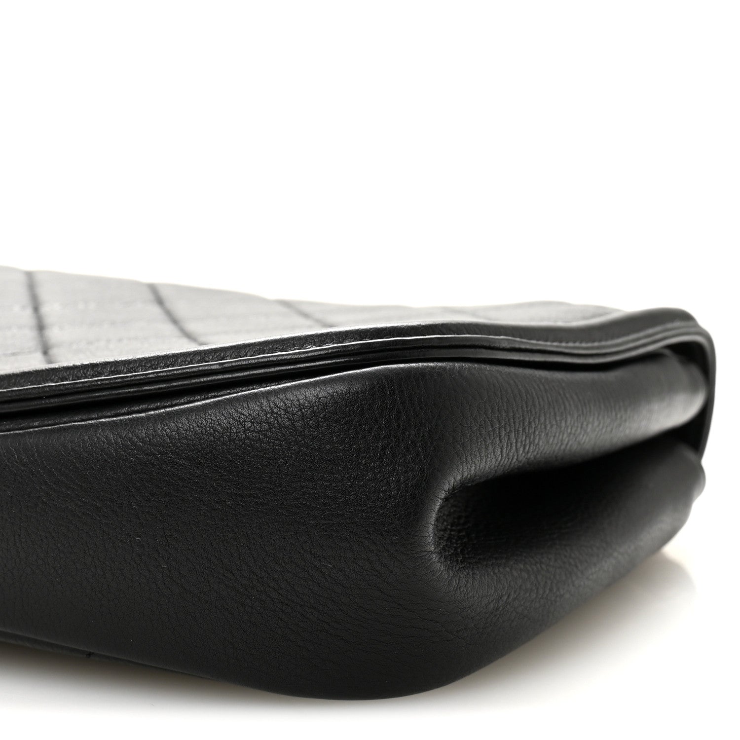 Calfskin Quilted Small Underline Flap Black