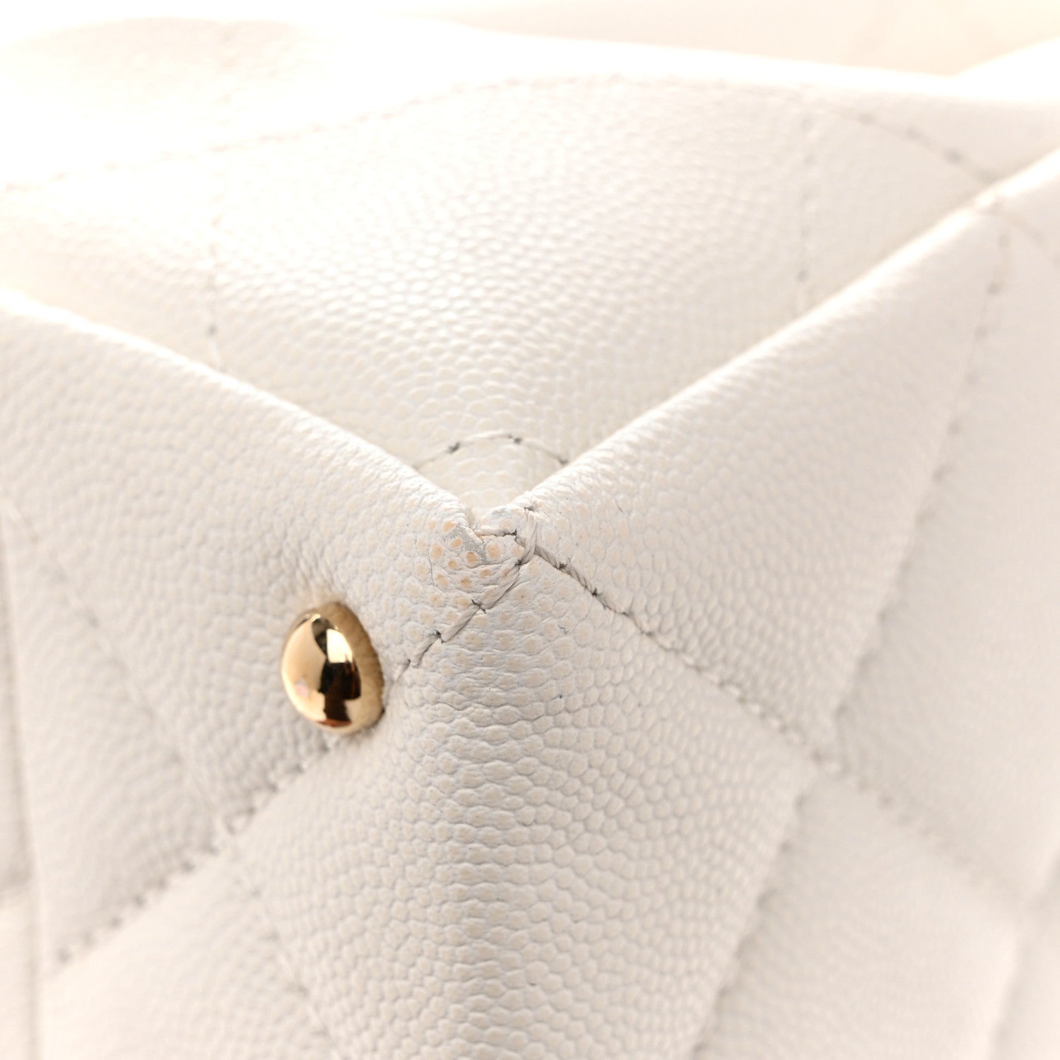 Caviar Quilted Mini Retro Twist Top Handle Flap White