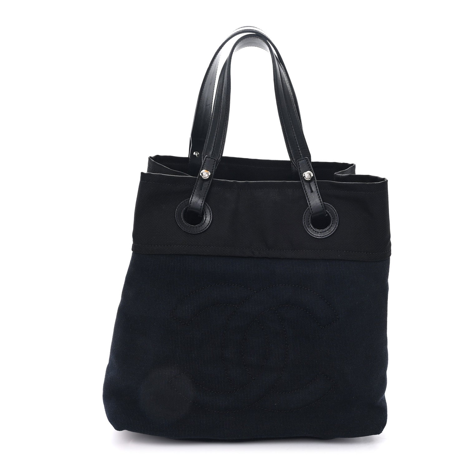 Lambskin Canvas CC Shopping Tote Black