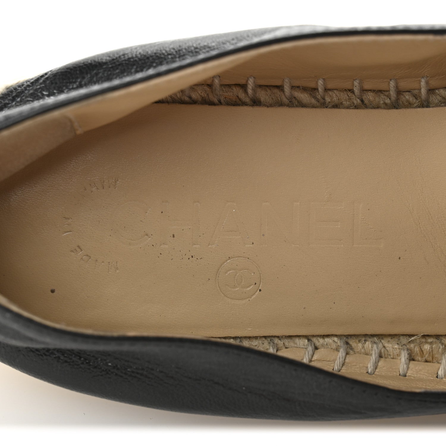 Patent Calfskin Metallic Goatskin CC Espadrilles 36 Black Silver