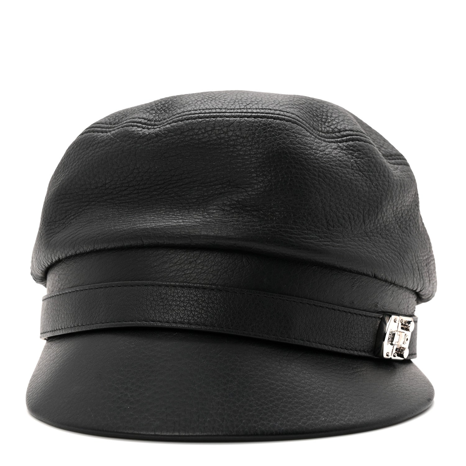 Calfskin Newsboy Hat S Black