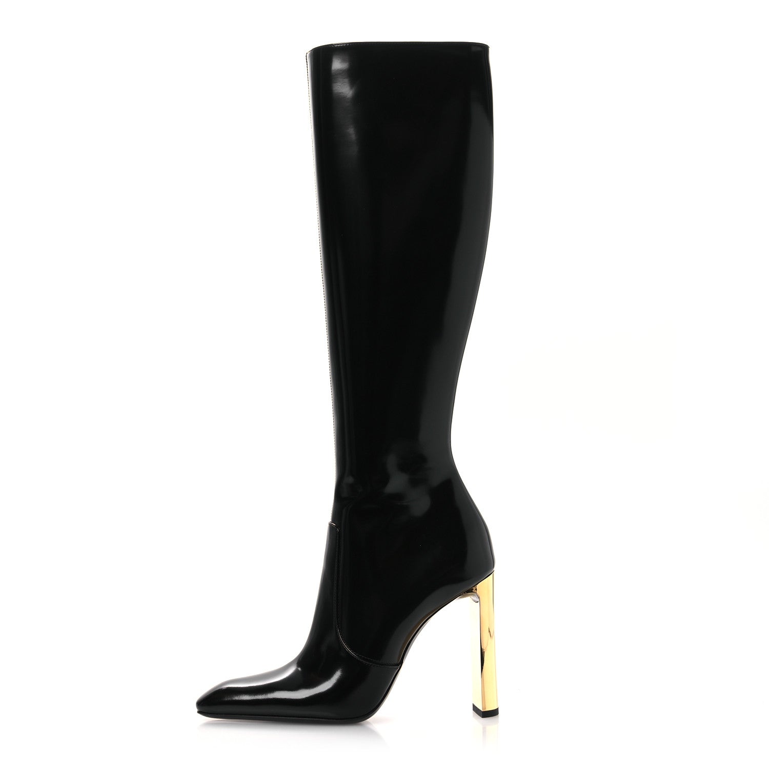 Glazed Calfskin Auteuil 105mm Zip Boots 38 Black