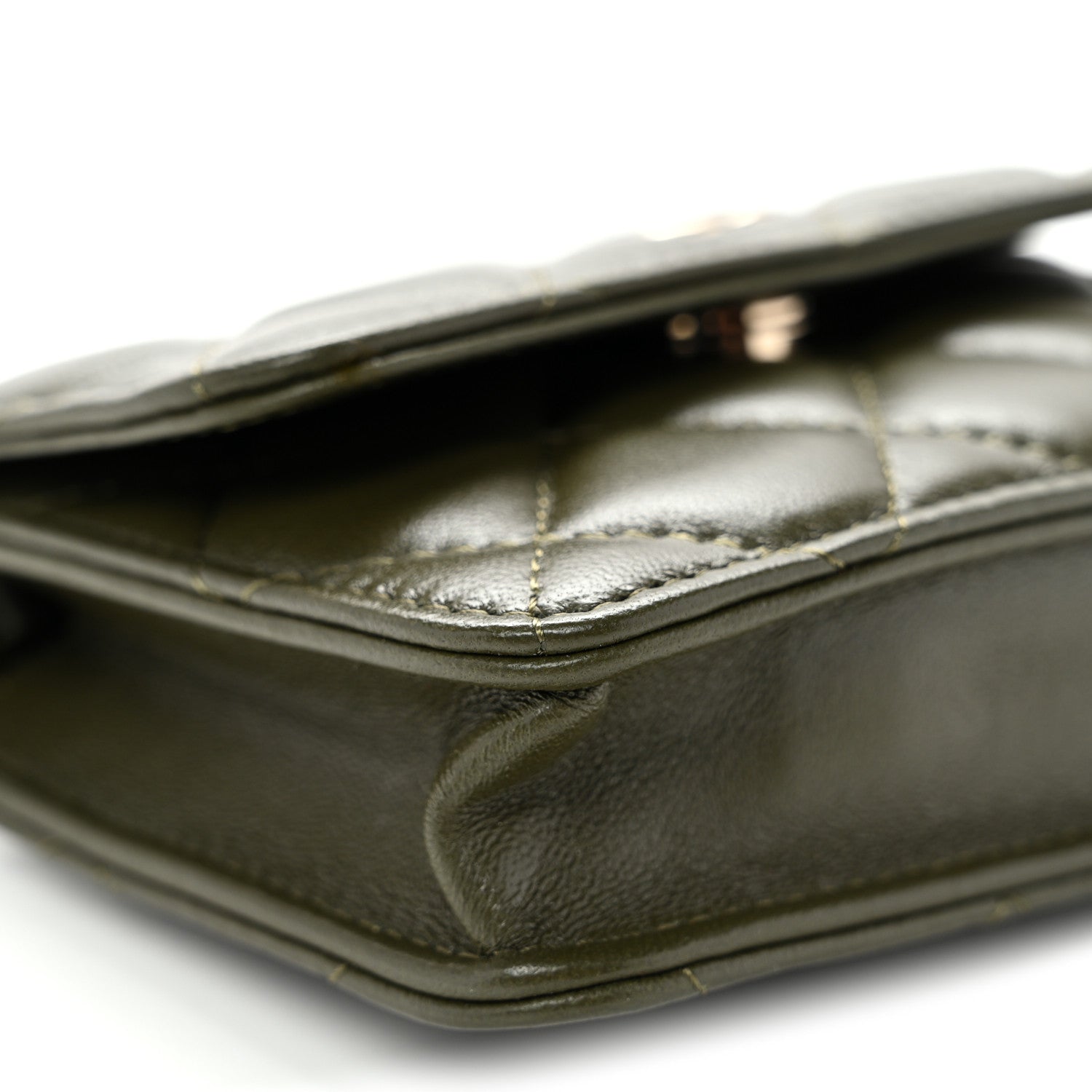 Lambskin Quilted Clutch With Chain Green