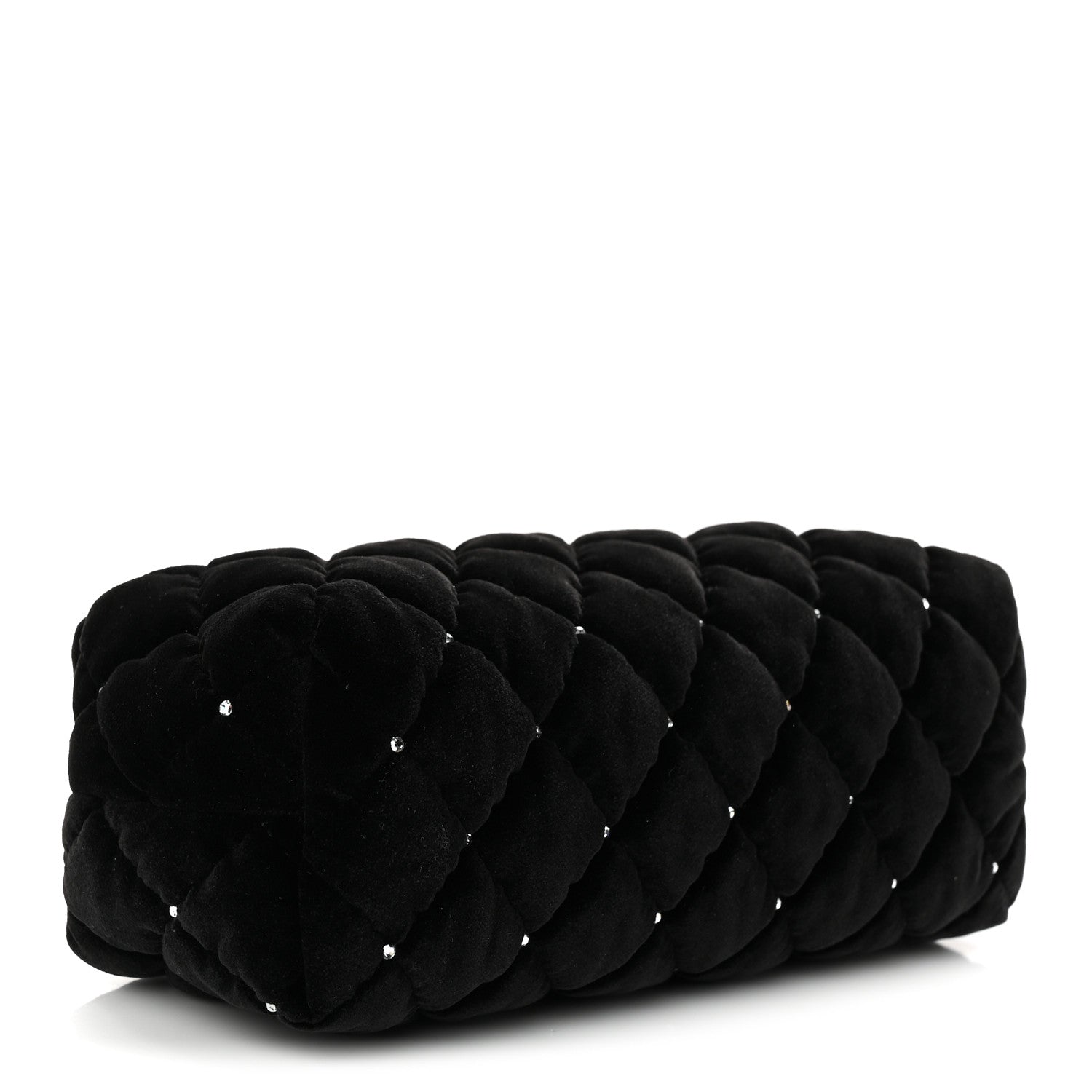 Velvet Diamanté Quilted Wristlet Clutch Black