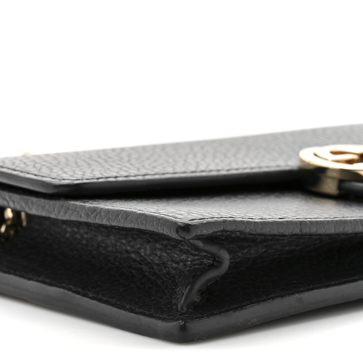 Dollar Calfskin Interlocking G Chain Wallet Black
