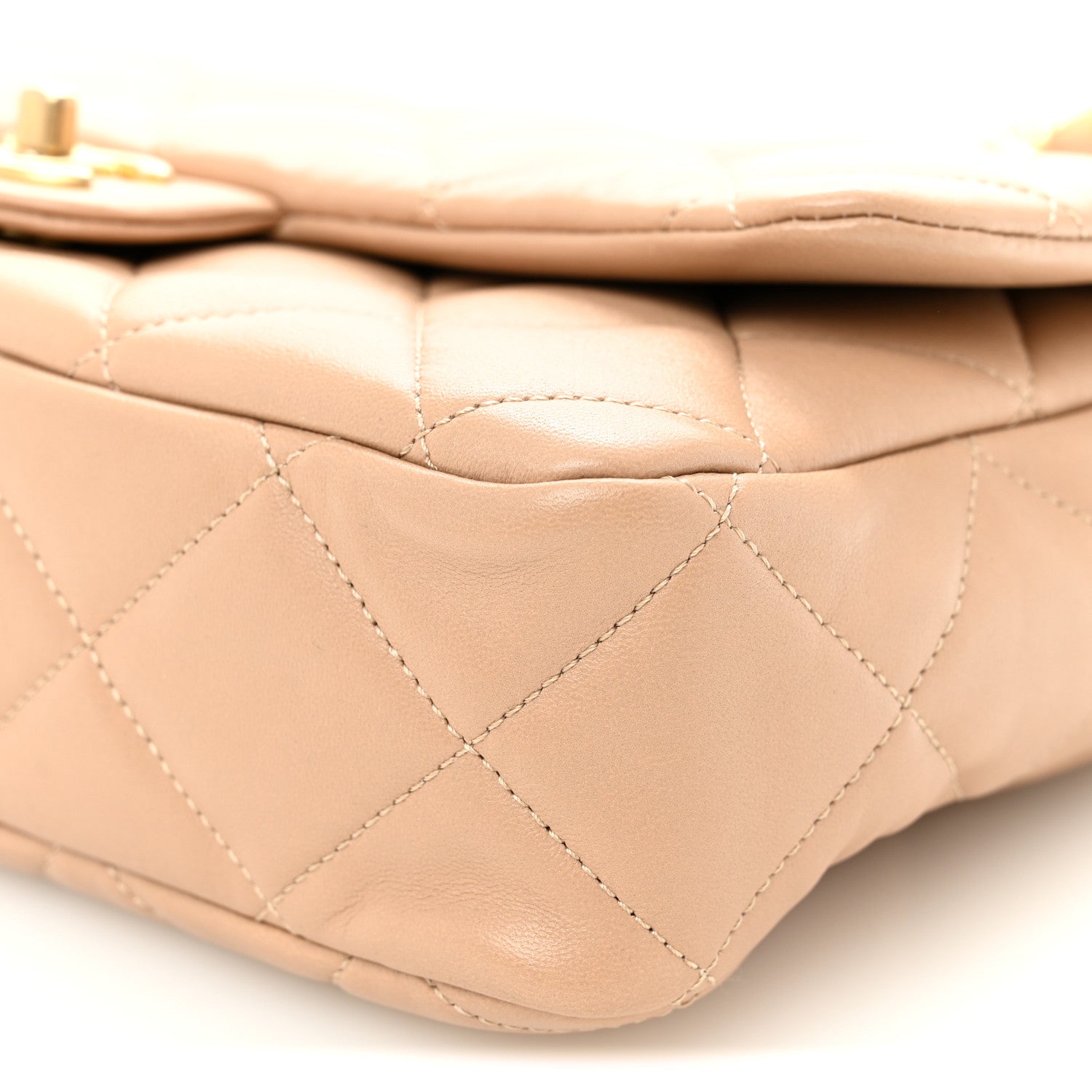 Lambskin Quilted Large CC Funky Town Flap Beige