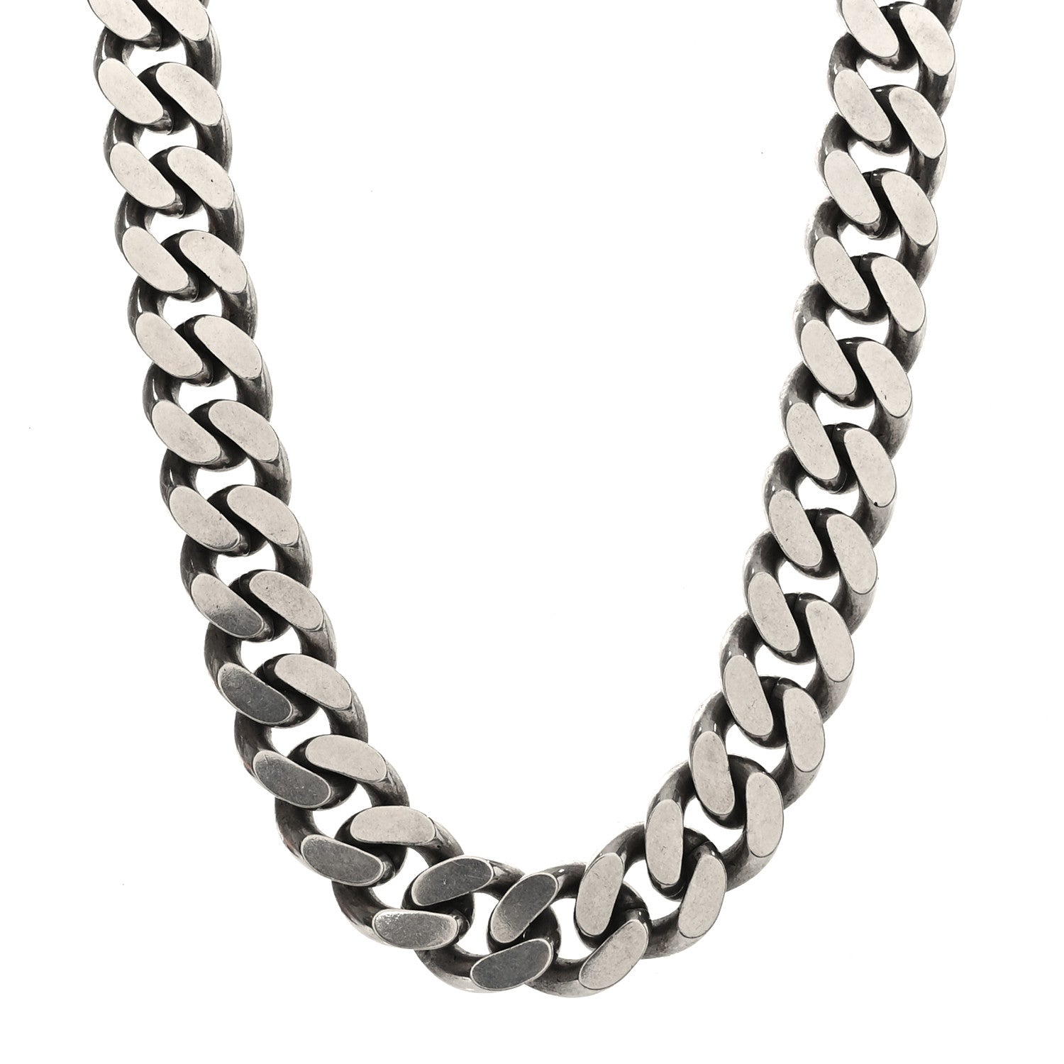 Metal Curb Chain Necklace Oxidized Silver