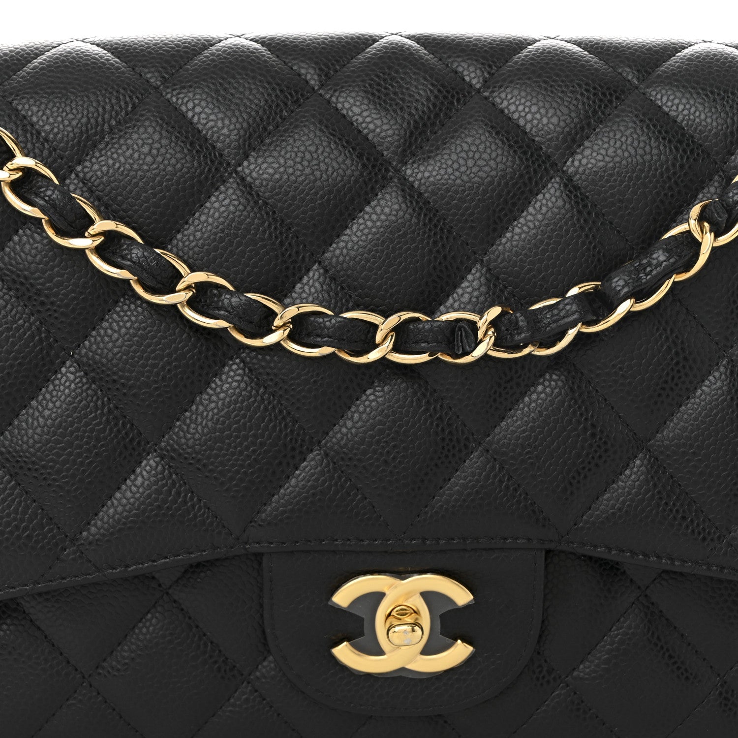 Caviar Quilted Jumbo Double Flap Black