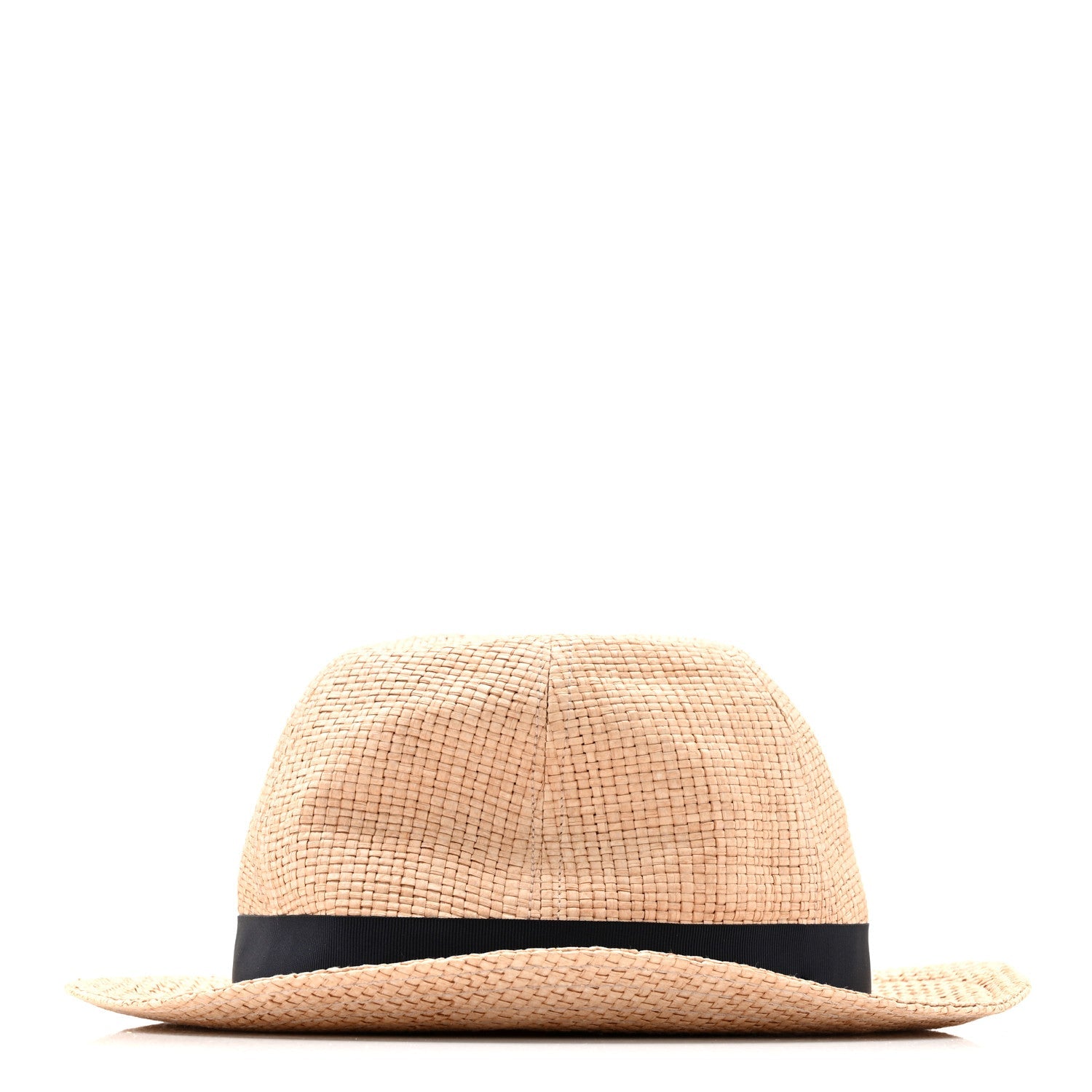 Straw Grosgrain Wide Brim Hat L Black