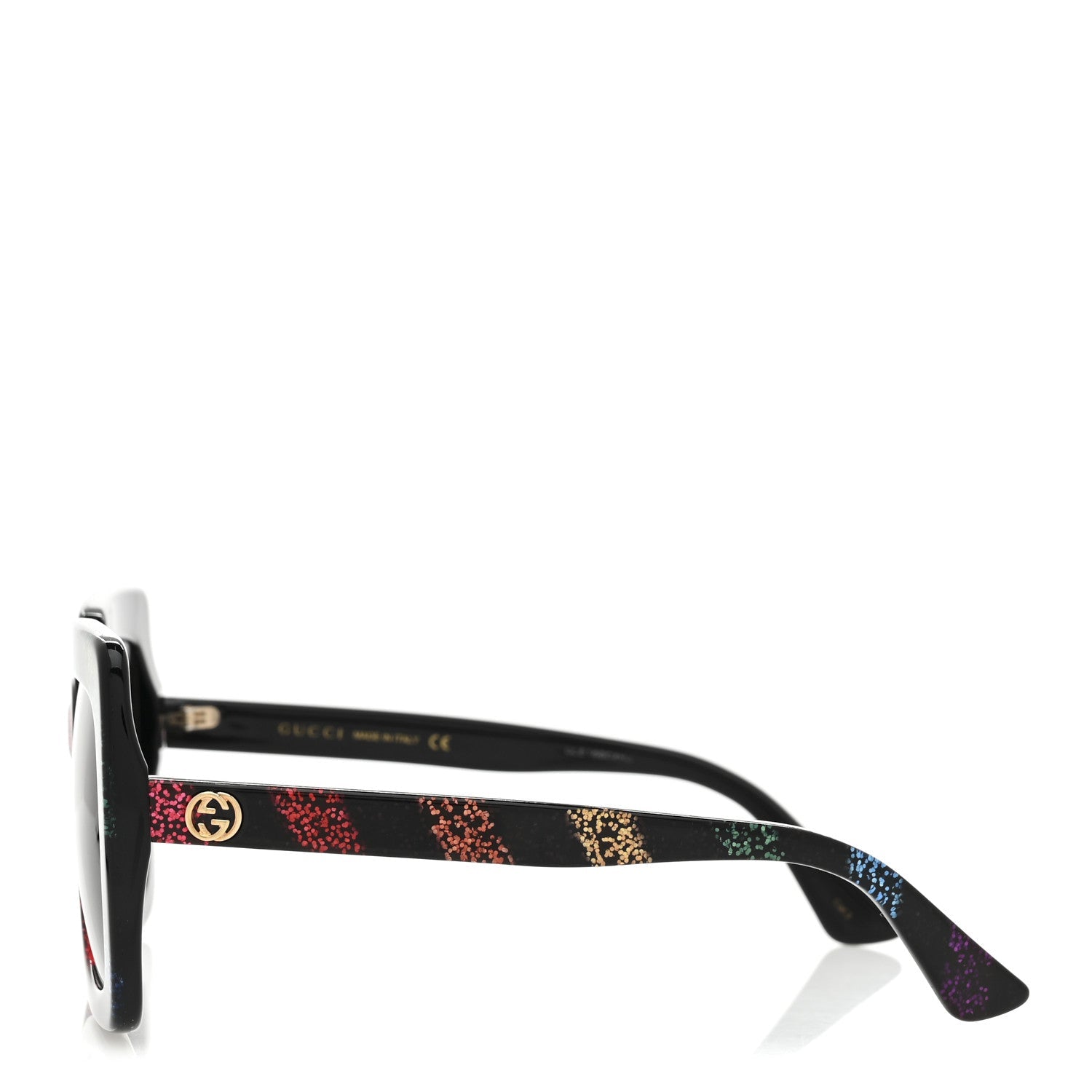 Acetate Oversize Stripe Sunglasses GG0328S Black Multi