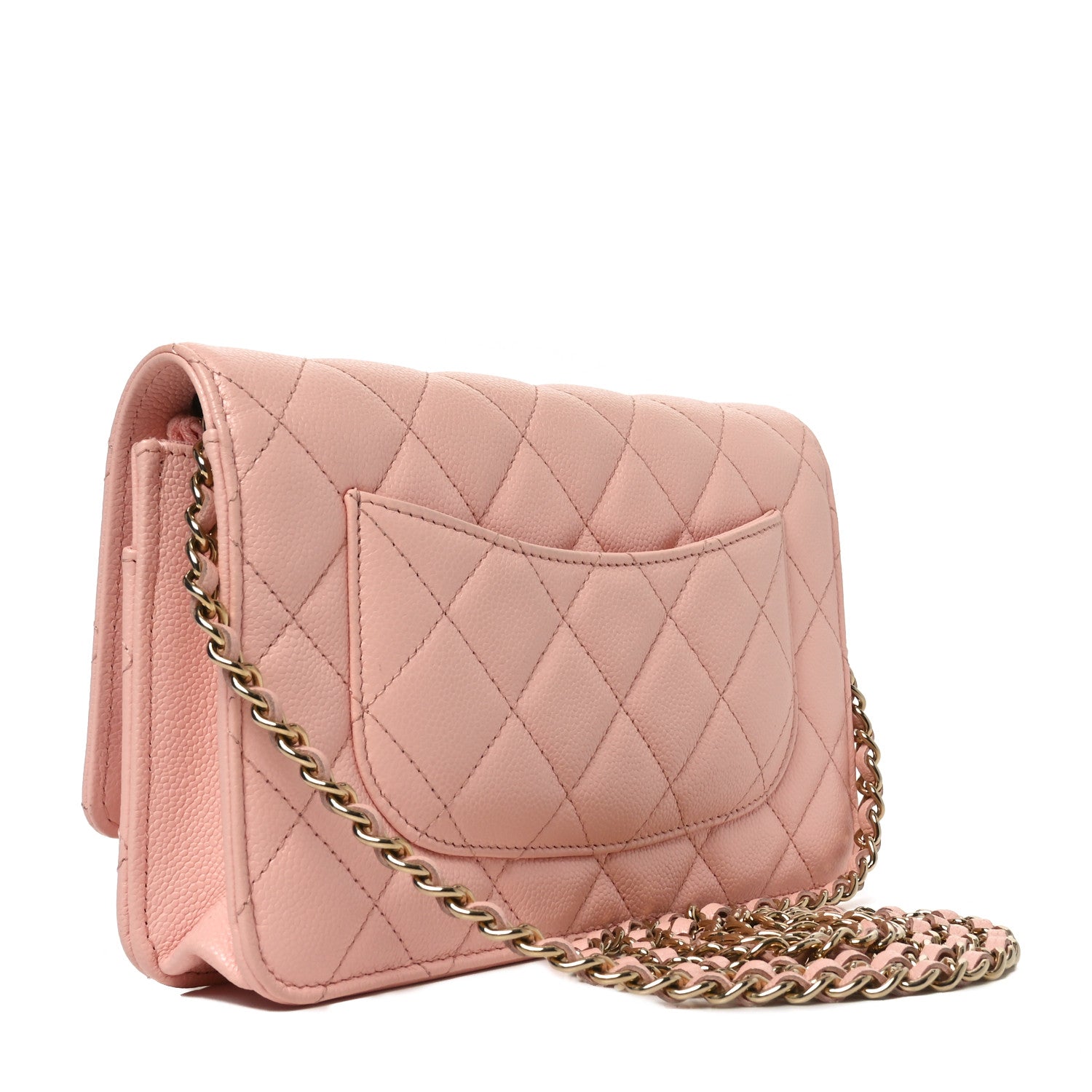 Caviar Quilted Wallet on Chain WOC Light Pink