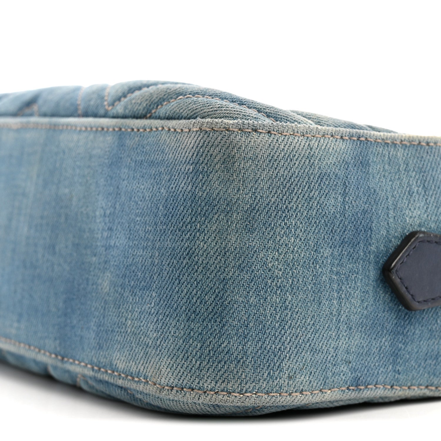Denim Matelasse Small Pearly GG Marmont Chain Shoulder Bag Blue