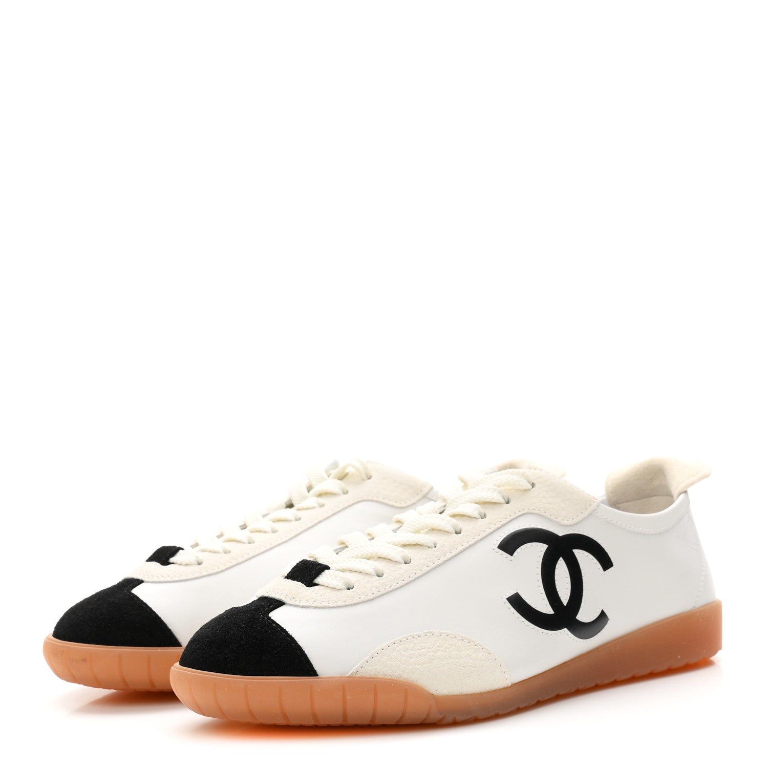Calfskin Embossed Suede Sneakers 36.5 White Black
