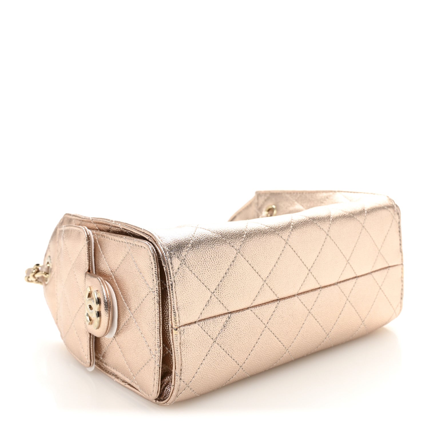 Metallic Caviar Quilted Mini Chanel 25 Handbag Copper