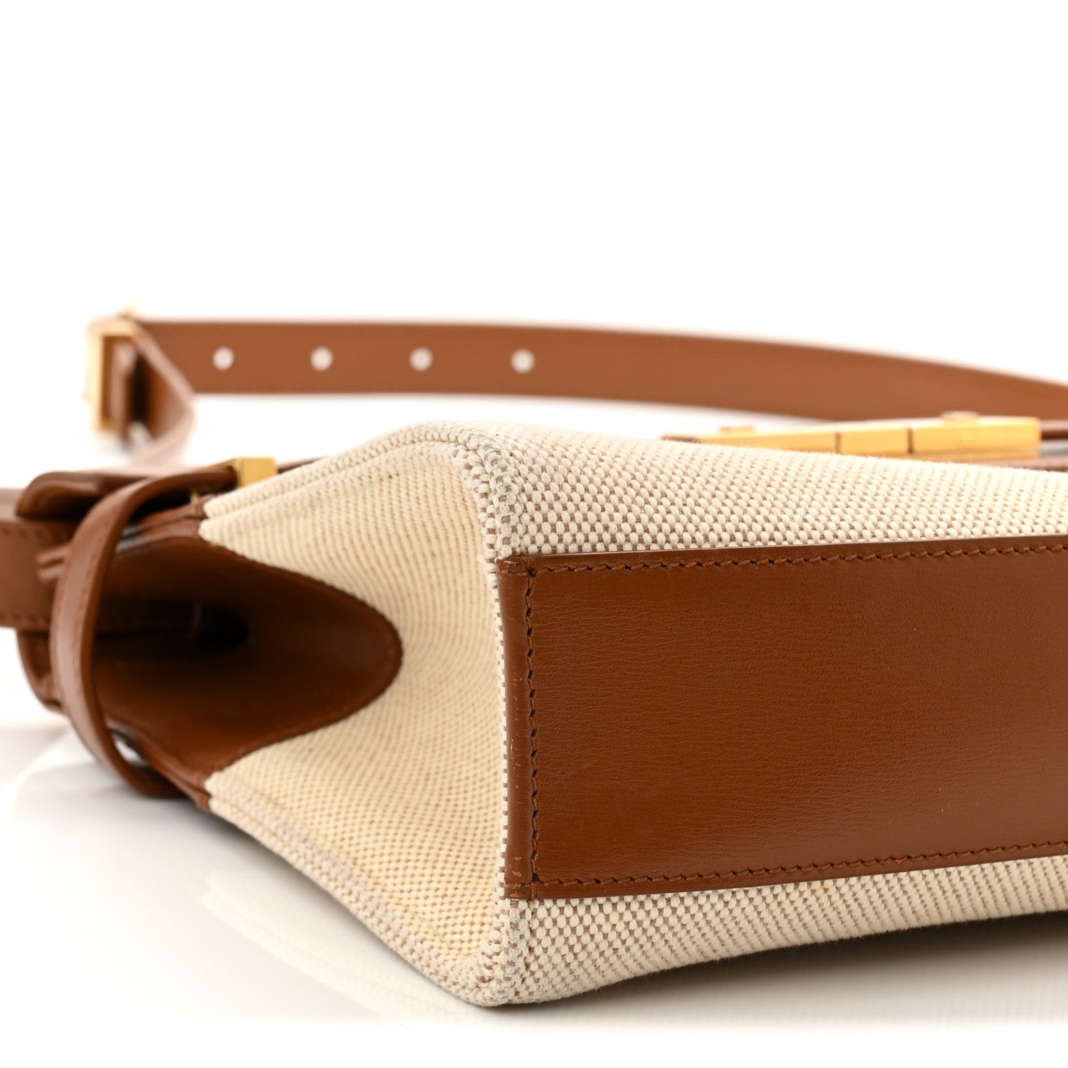 Canvas Calfskin Manhattan Shoulder Bag Natural Brick