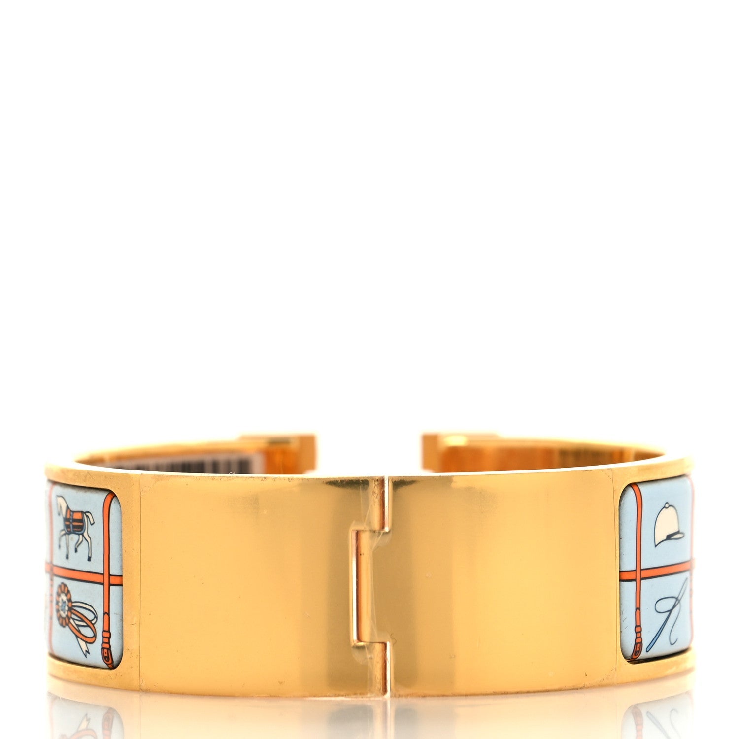 Enamel Printed Wide Couvertures et Tenues de Jour Clic Clac H Bracelet PM Orange Bleu