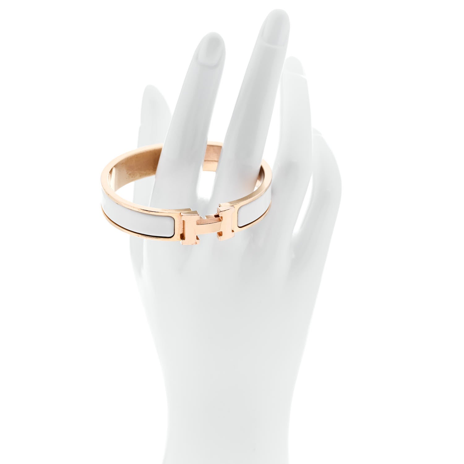 Enamel Narrow Clic Clac H Bracelet PM White