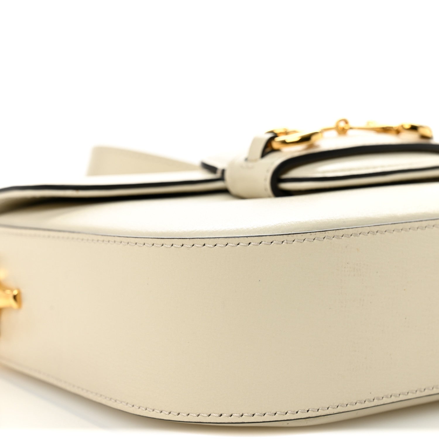 Azalea Calfskin Web Mini Horsebit 1955 Shoulder Bag Mystic White