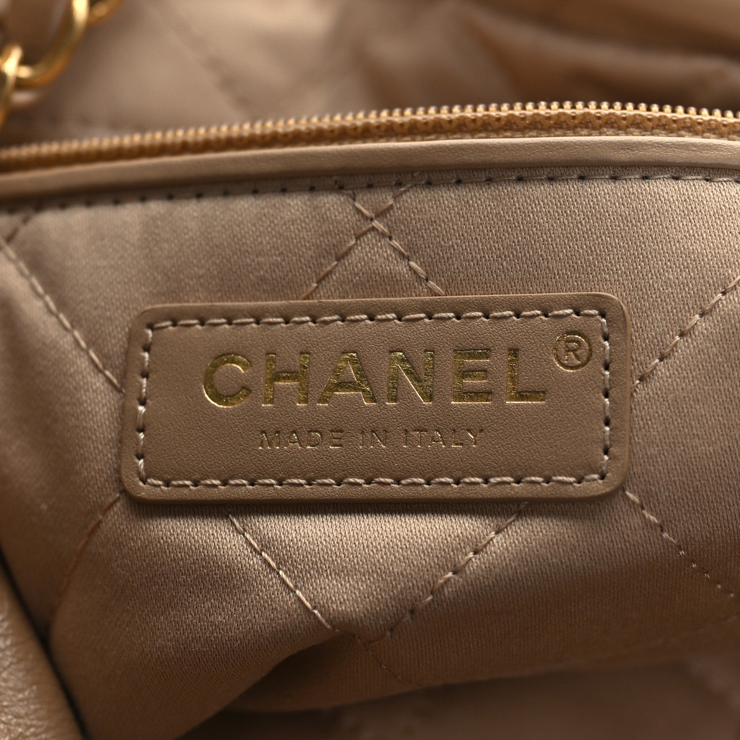Shiny Calfskin Quilted Small Chanel 22 Beige