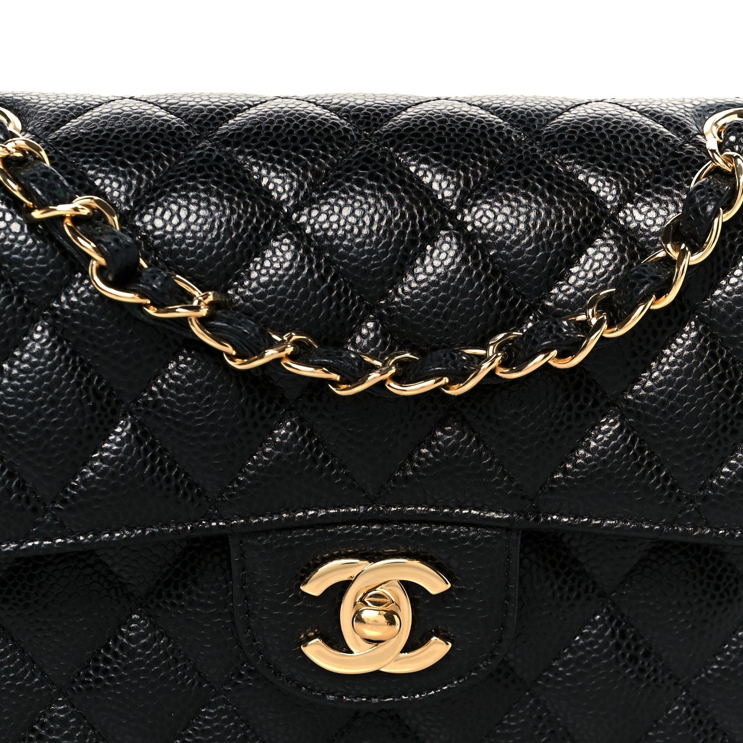 Caviar Quilted Small Double Flap Black