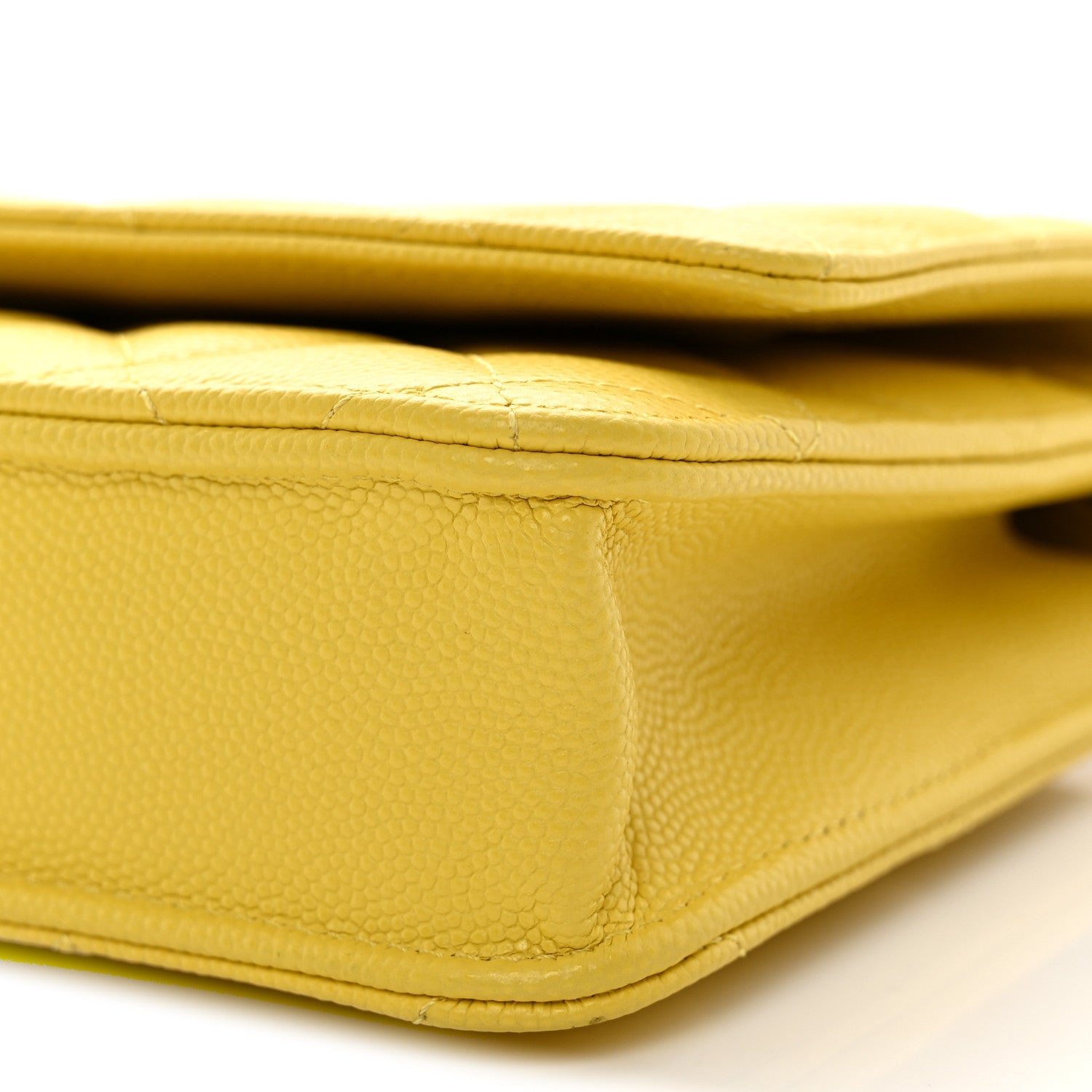 Caviar Quilted Wallet on Chain WOC Yellow