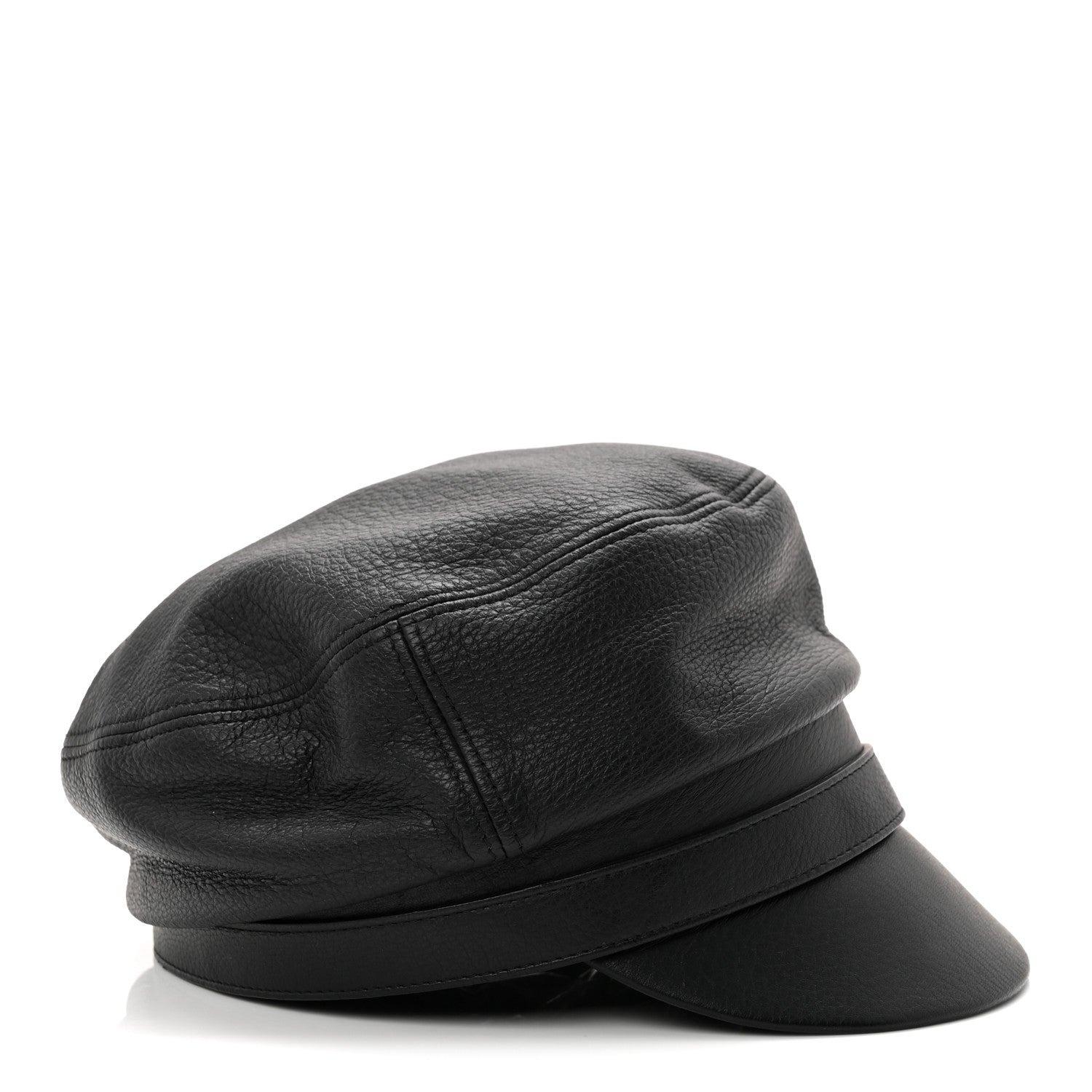 Calfskin Newsboy Hat S Black