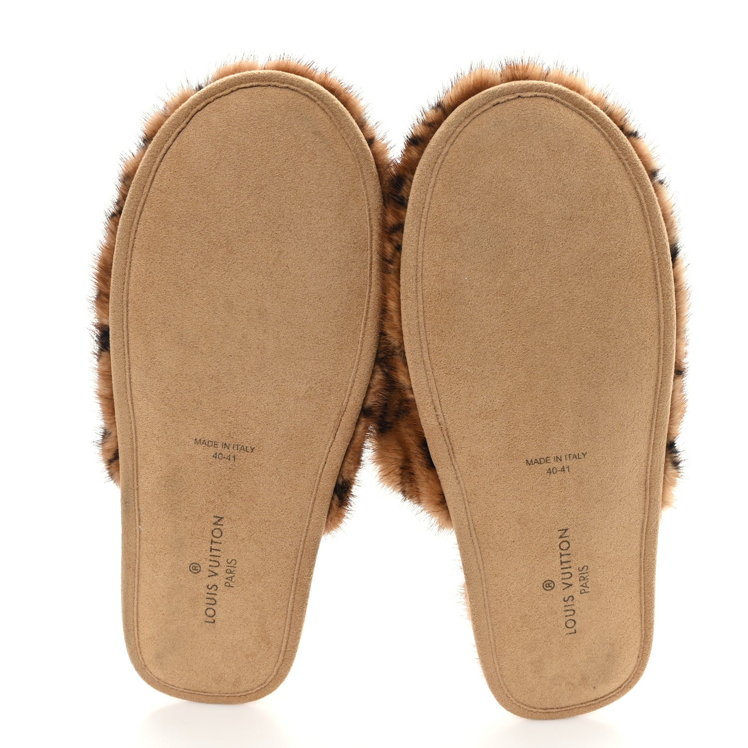 Mink Fur LV Suite Slippers Cognac 40-41