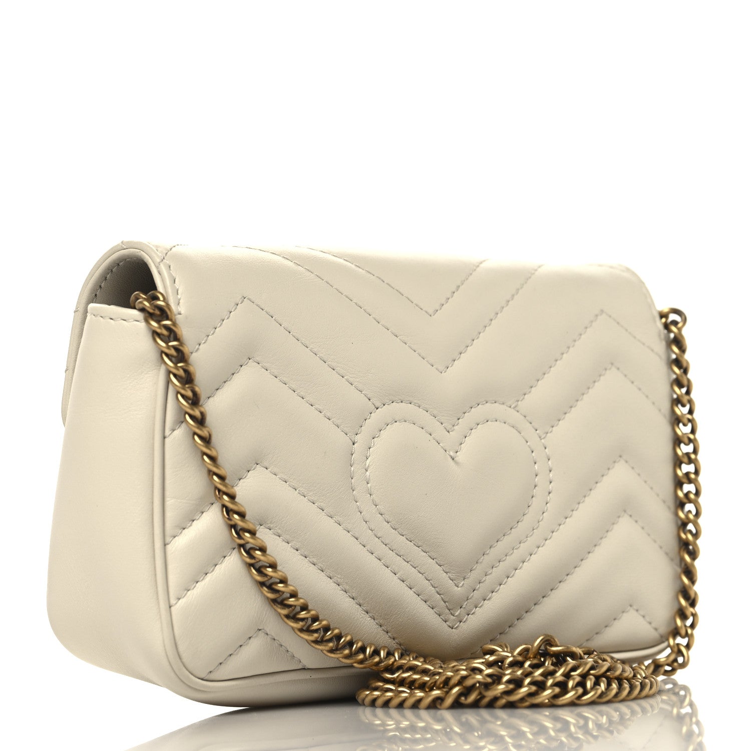 Calfskin Matelasse Super Mini GG Marmont Shoulder Bag White