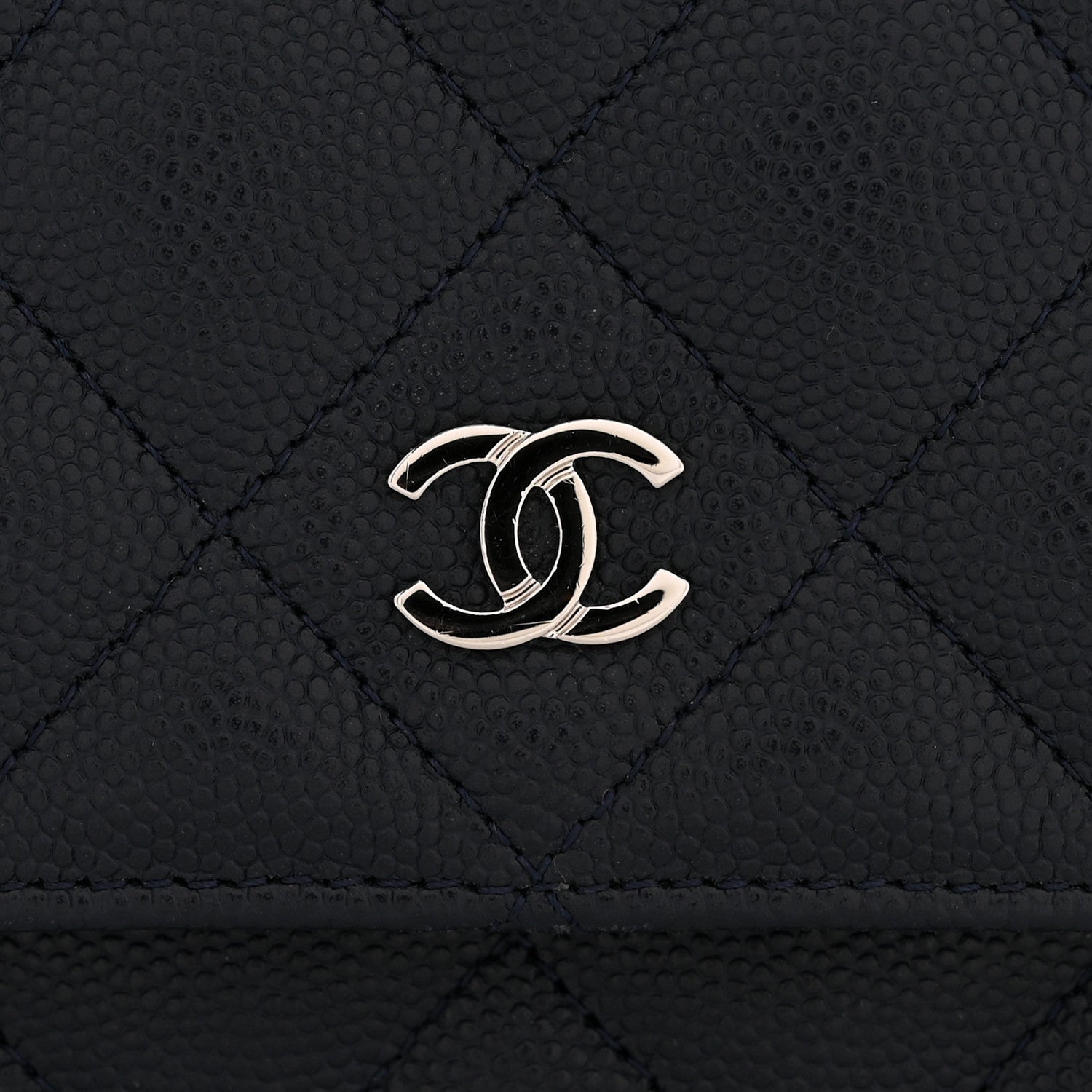 Caviar Quilted Wallet on Chain WOC Navy Blue