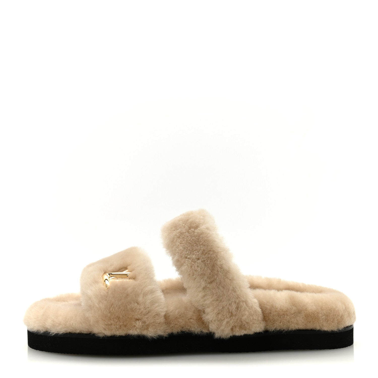 Shearling LV Sunset Flat Comfort Mule 40 Beige