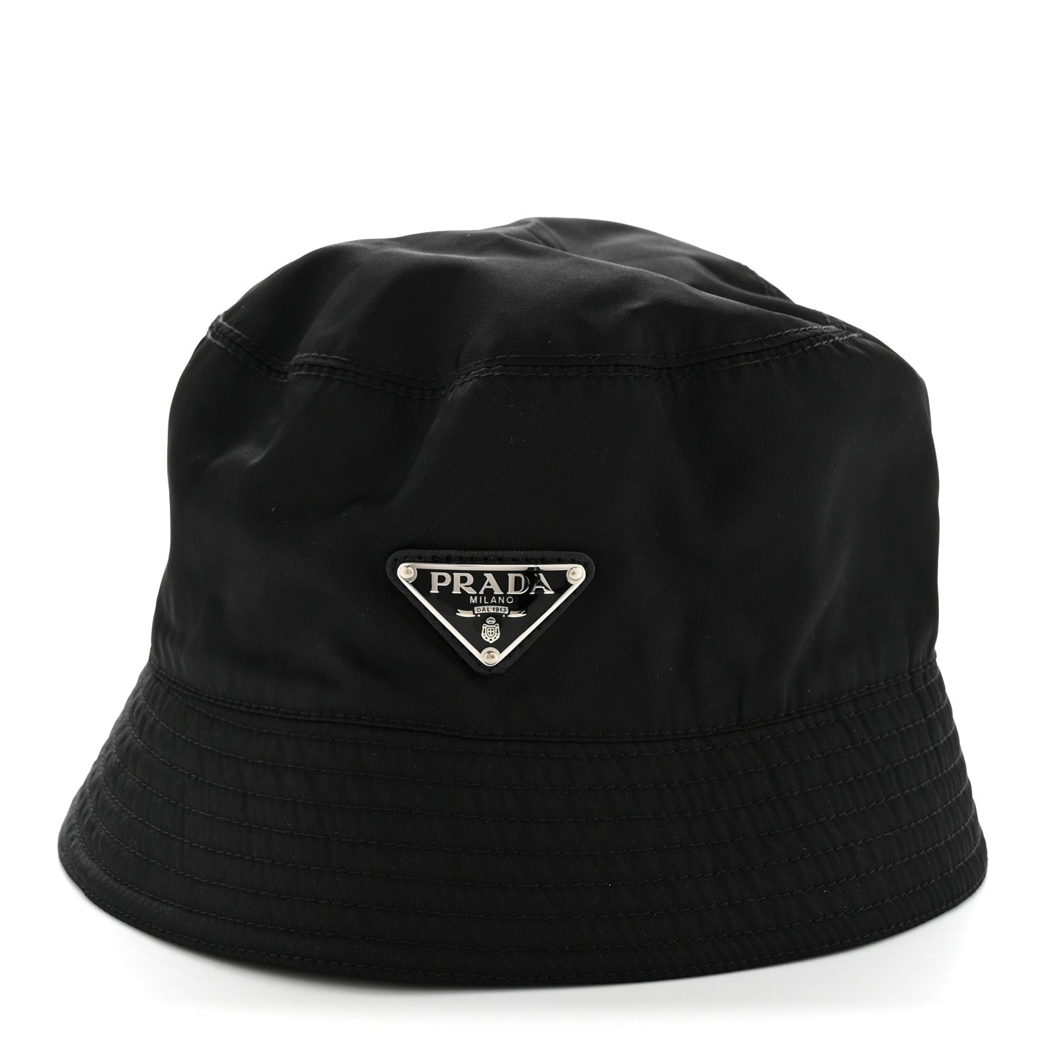 Re-Nylon Metal Triangle Logo Womens Bucket Hat XL Black