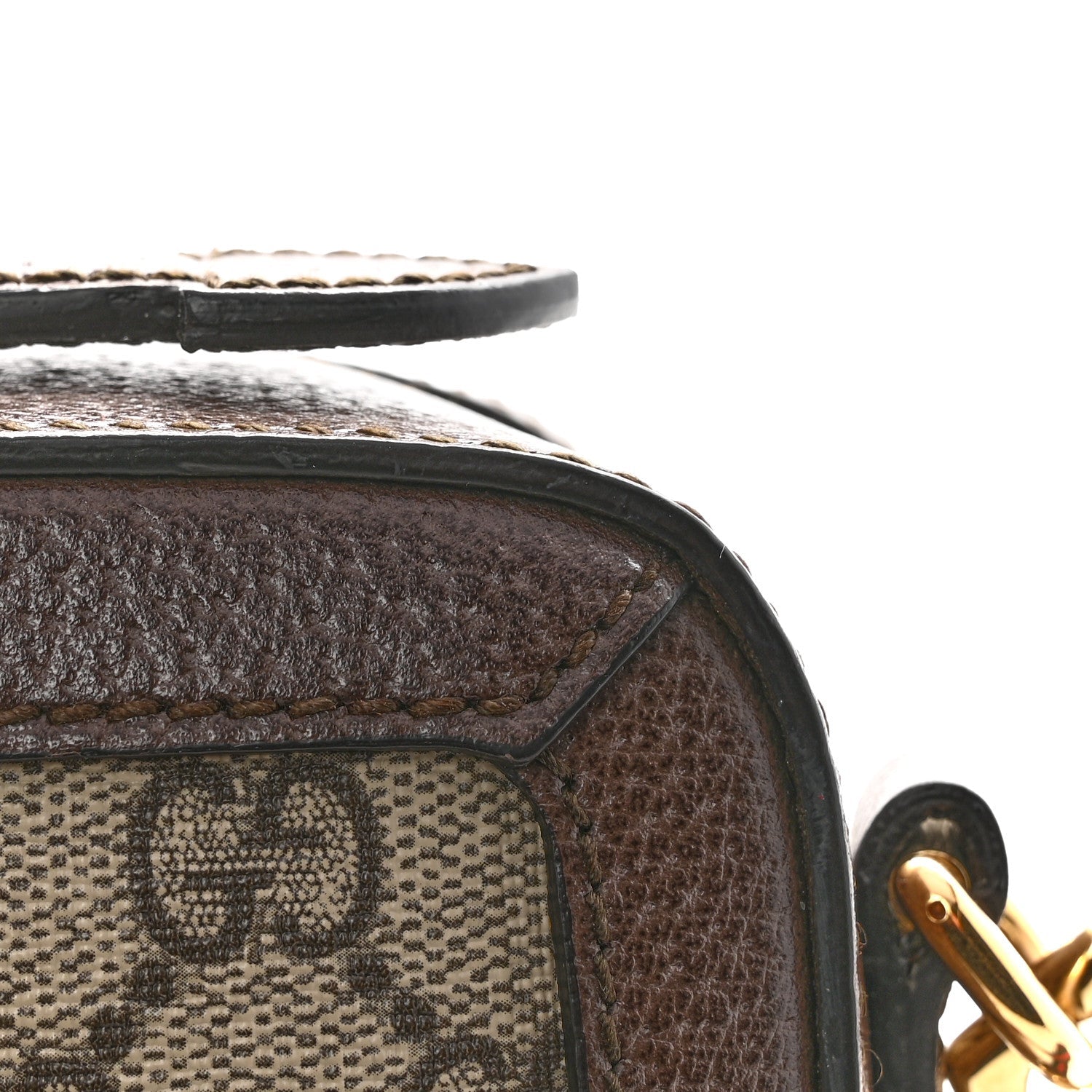 GG Supreme Monogram Web Small Ophidia Top Handle Shoulder Bag Brown