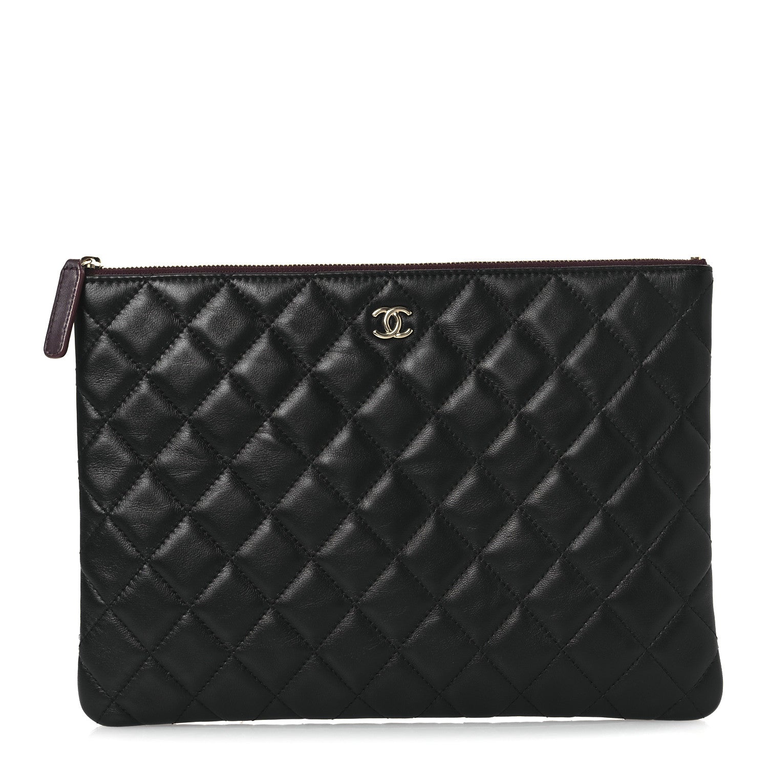 Lambskin Quilted Medium Cosmetic Case Black