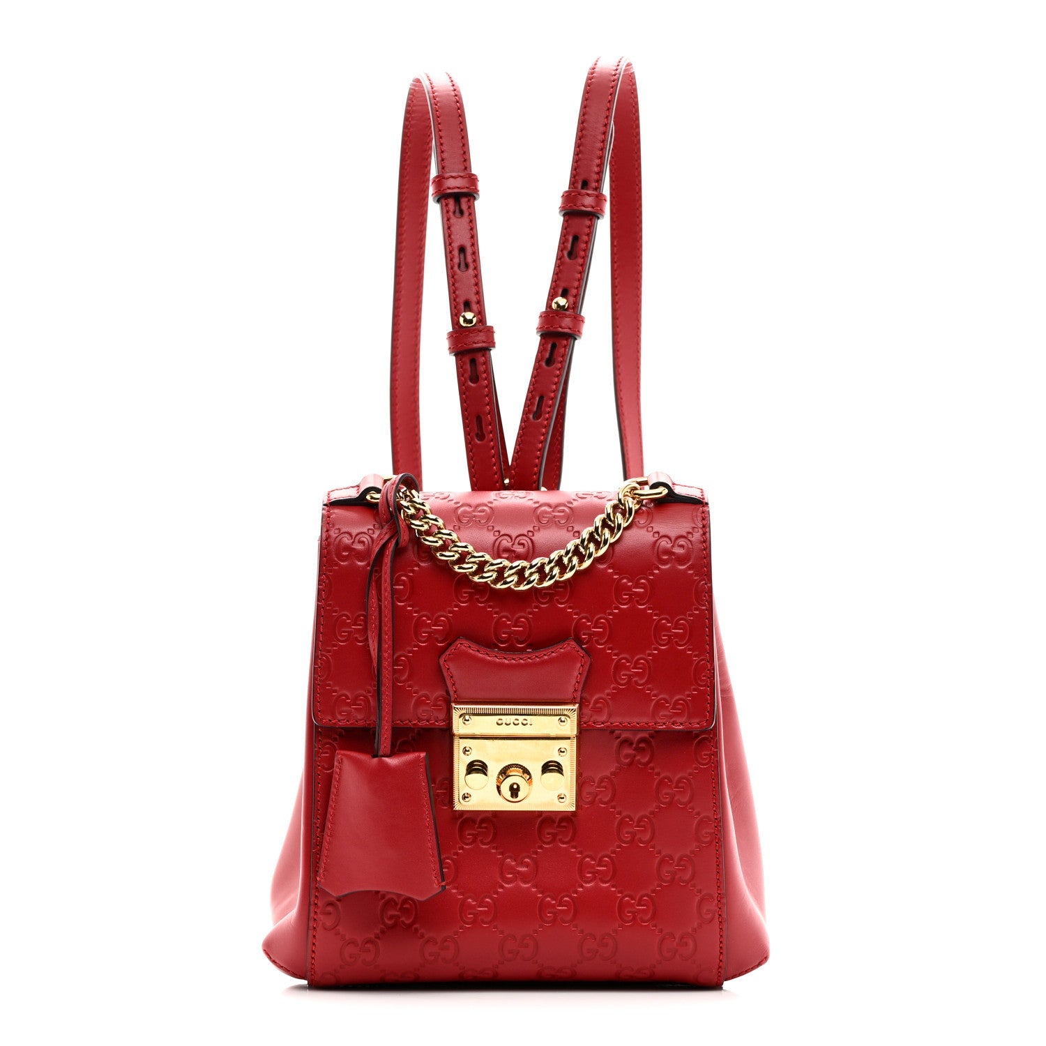 Guccissima Signature Padlock Backpack Hibiscus Red