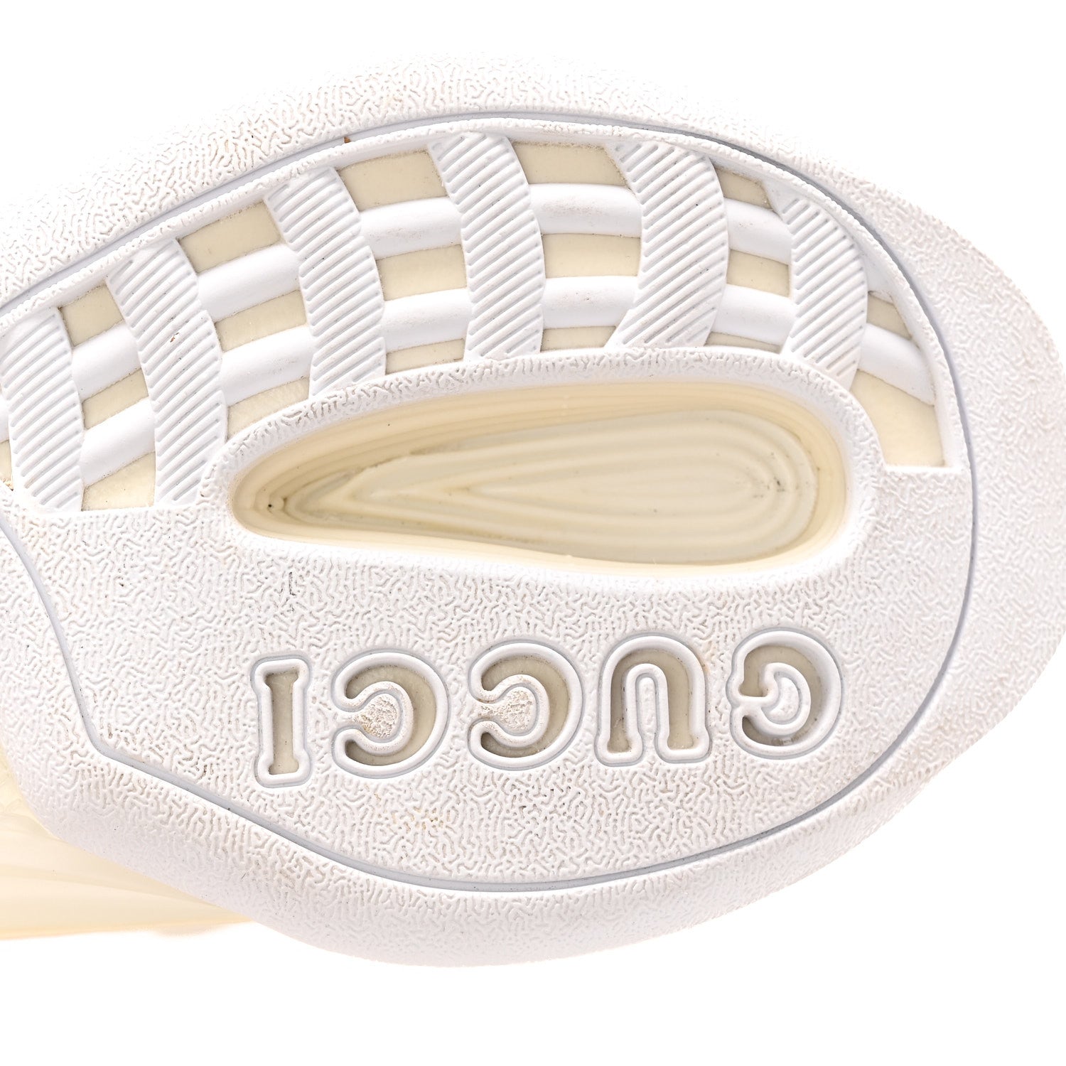 Tela Retino Mesh Crystal Suede GG Monogram Womens Gucci Run Sneakers 37.5 Off White Silver