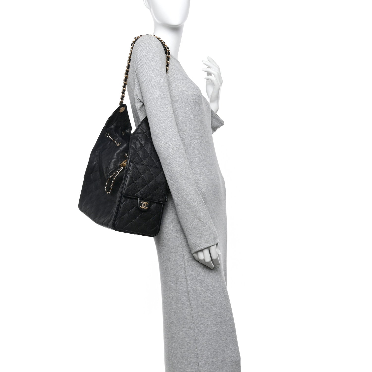 Caviar Quilted Medium Chanel 25 Handbag Black