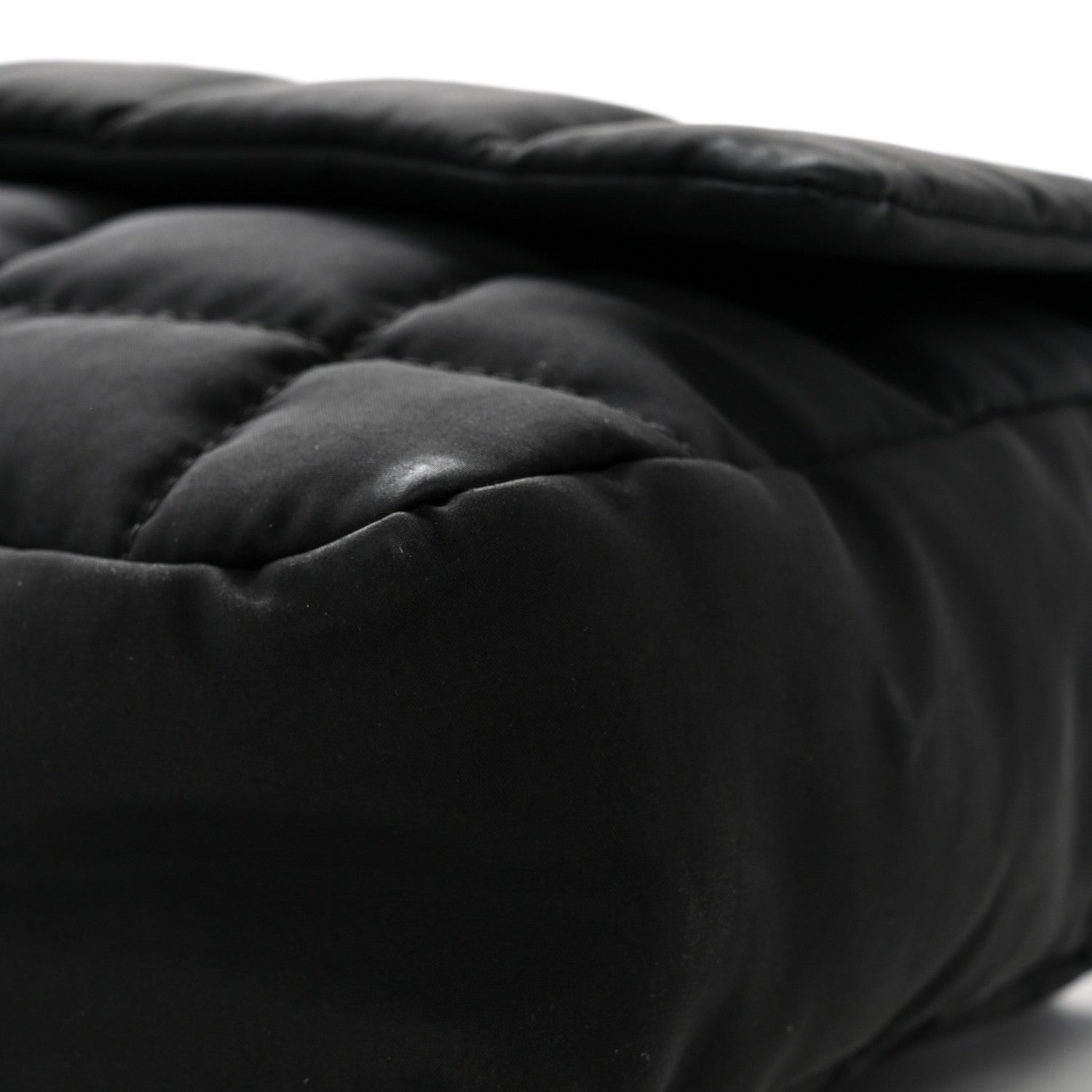 Nylon Square Quilted Flap Black