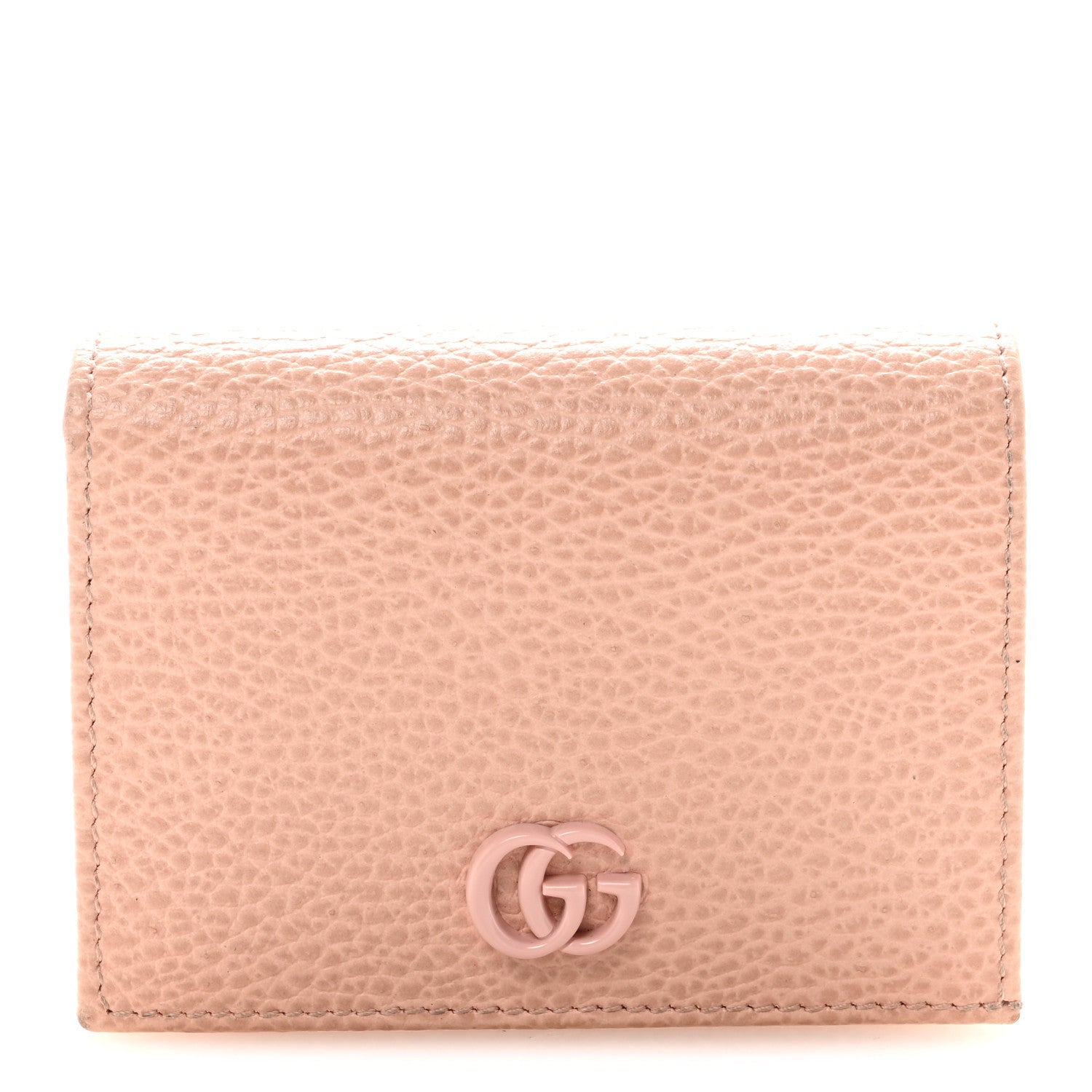 Dollar Calfskin Enamel Monochrome GG Marmont Card Case Perfect Pink