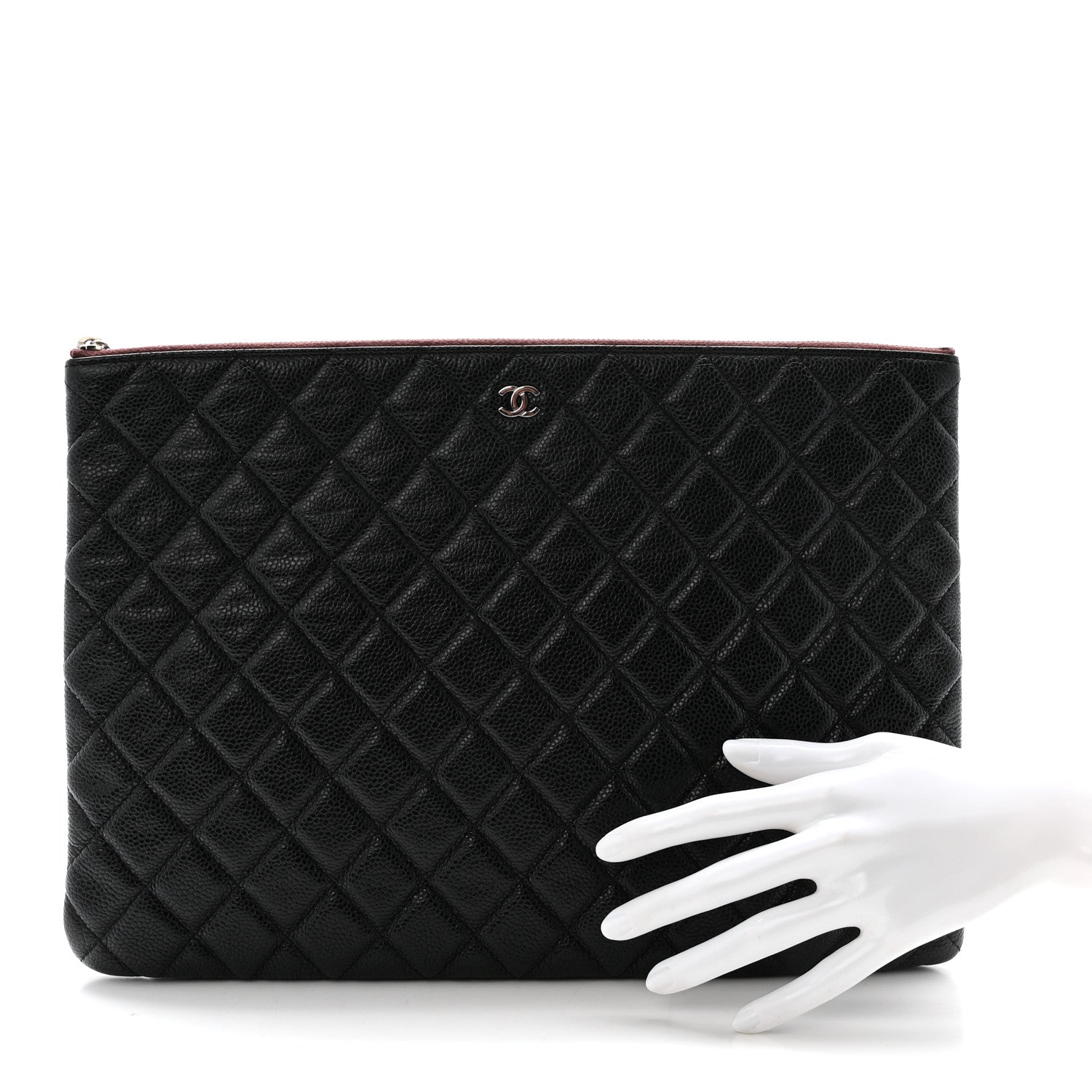 Caviar Quilted Large Cosmetic Case Black