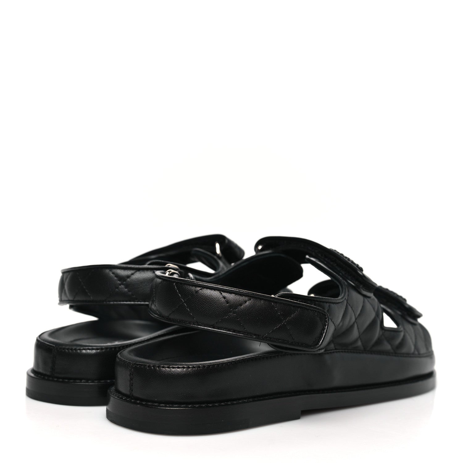 Lambskin Velcro Dad Sandals 40 Black