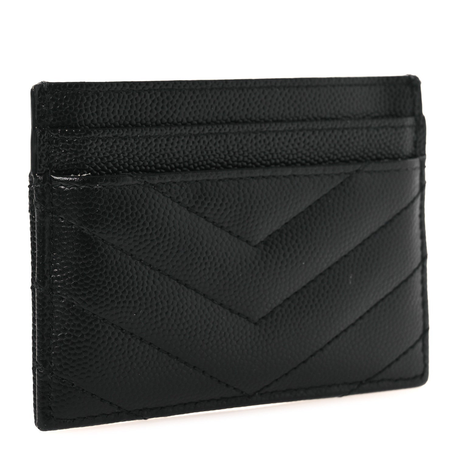 Grain De Poudre Matelasse Chevron Monogram Credit Card Case Black
