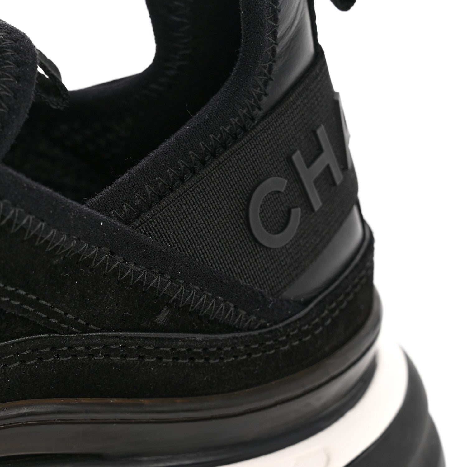 Suede Calfskin Nylon Grosgrain CC Sneakers 38 Black