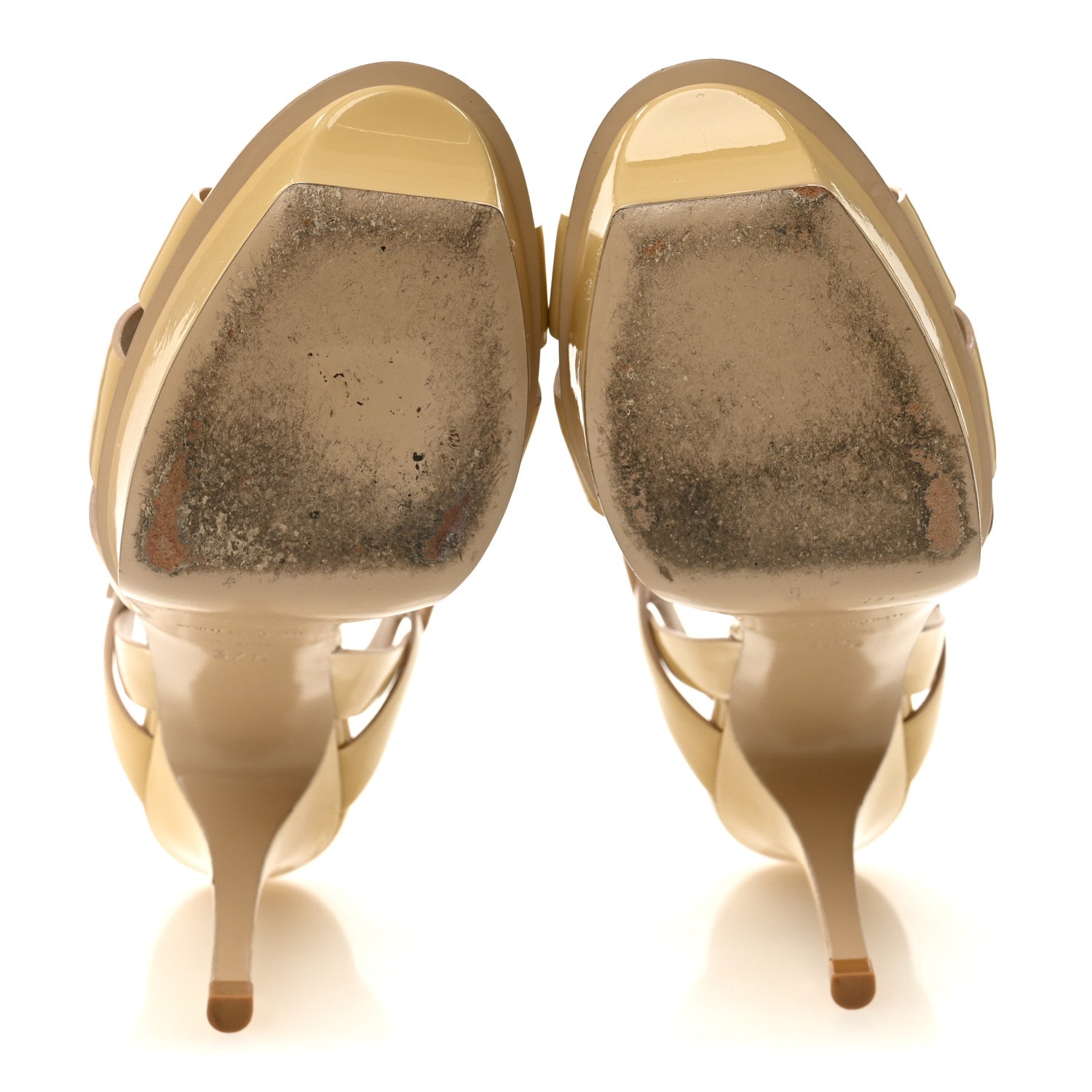 Patent Calfskin Tribute 75 Platform Sandals 37.5 Nude Powder