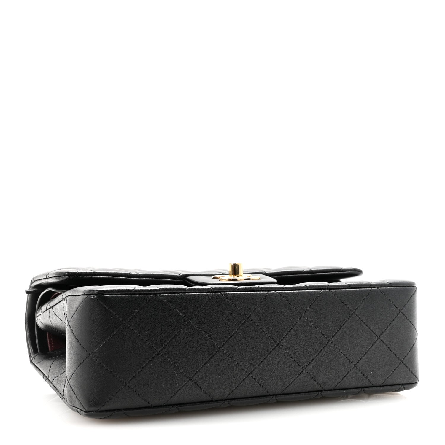 Lambskin Quilted Small Double Flap Black