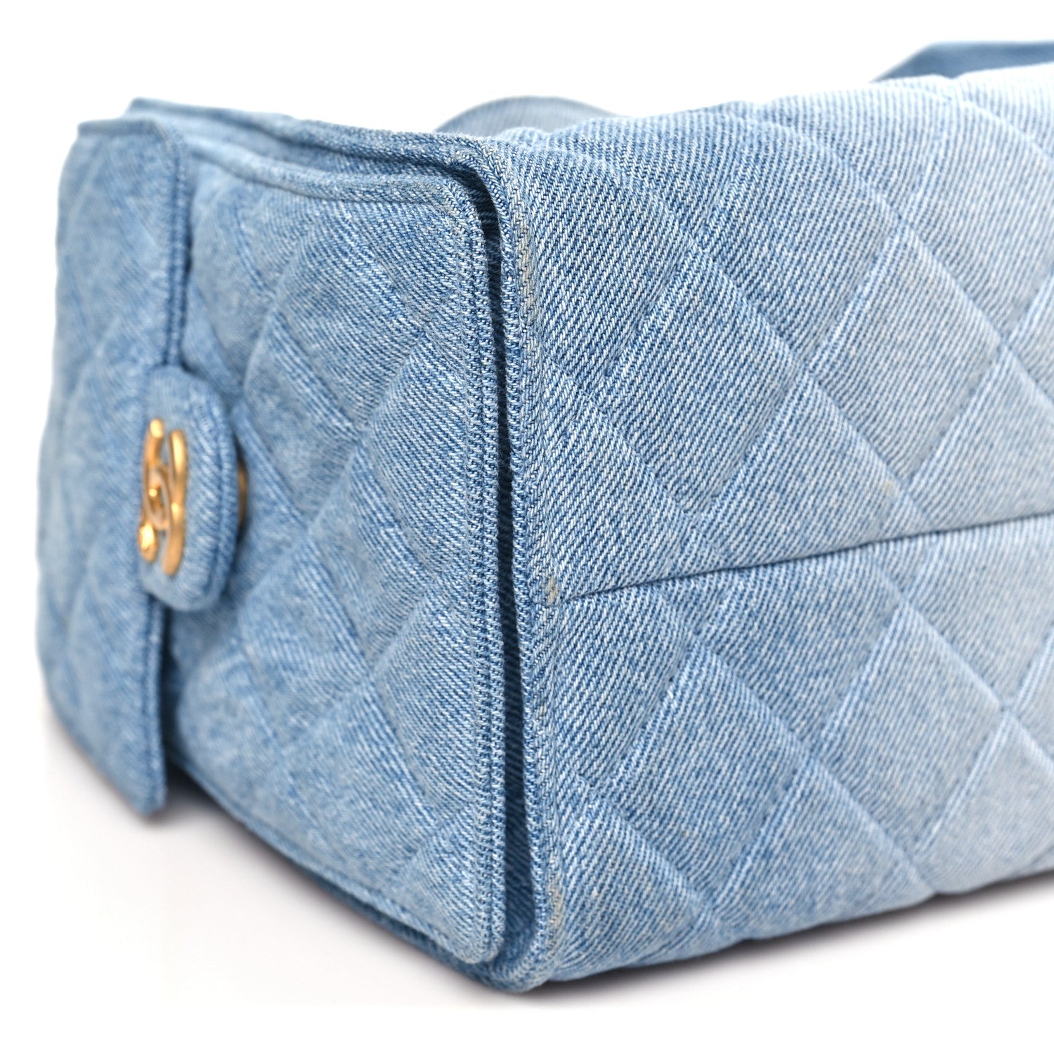 Washed Denim Quilted Small Chanel 25 Handbag Blue