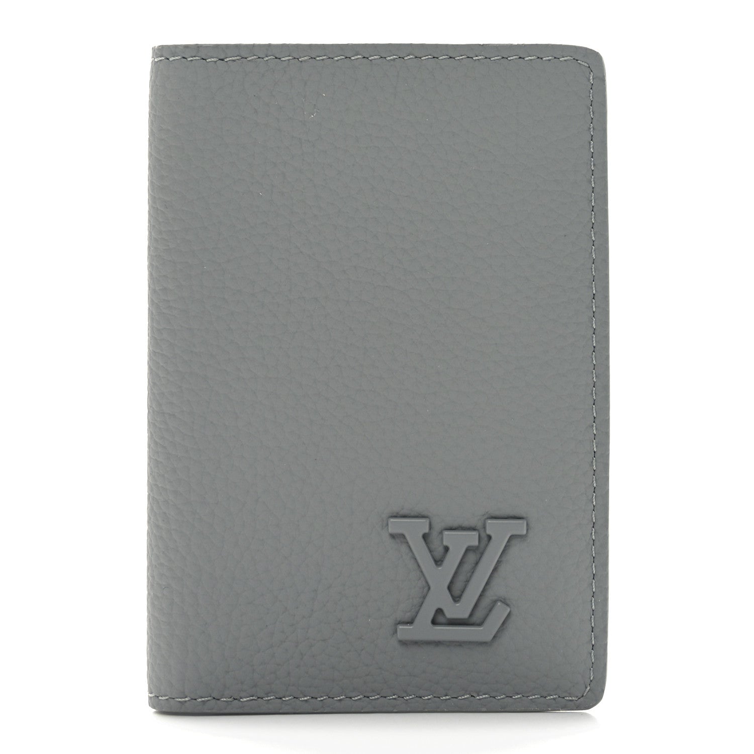 Grained Calfskin Aerogram Pocket Organizer Gray