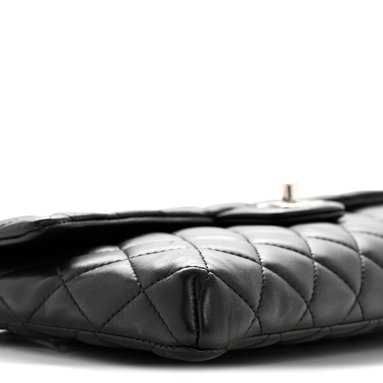 Lambskin Quilted Flap Clutch Black