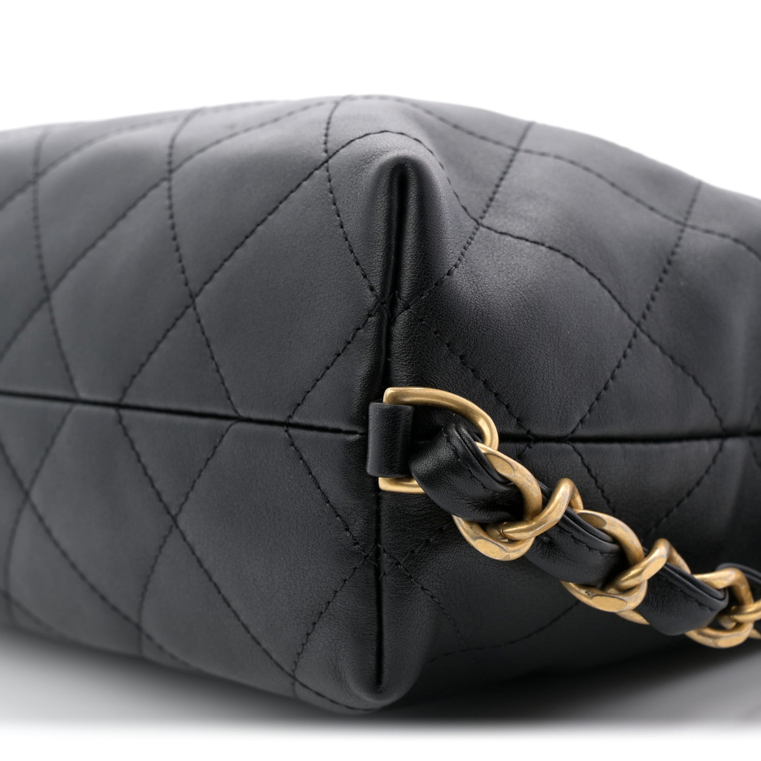 Calfskin Quilted Convertible CC Chain Hobo Black